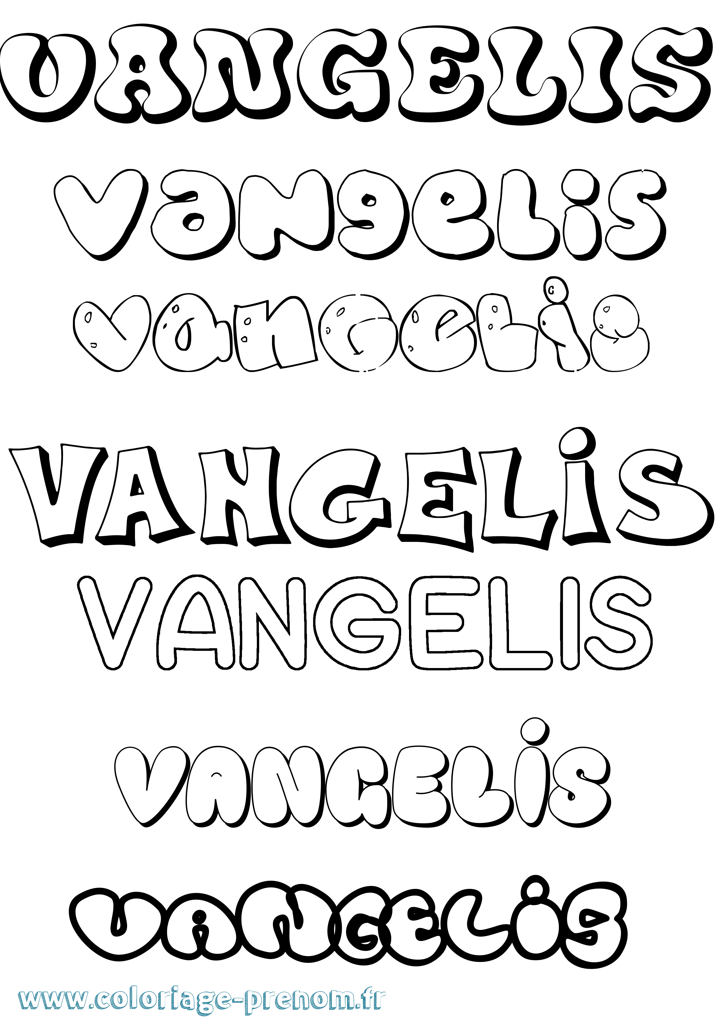 Coloriage Vangelis Bubble Coloriage prénom Vangelis Bubble