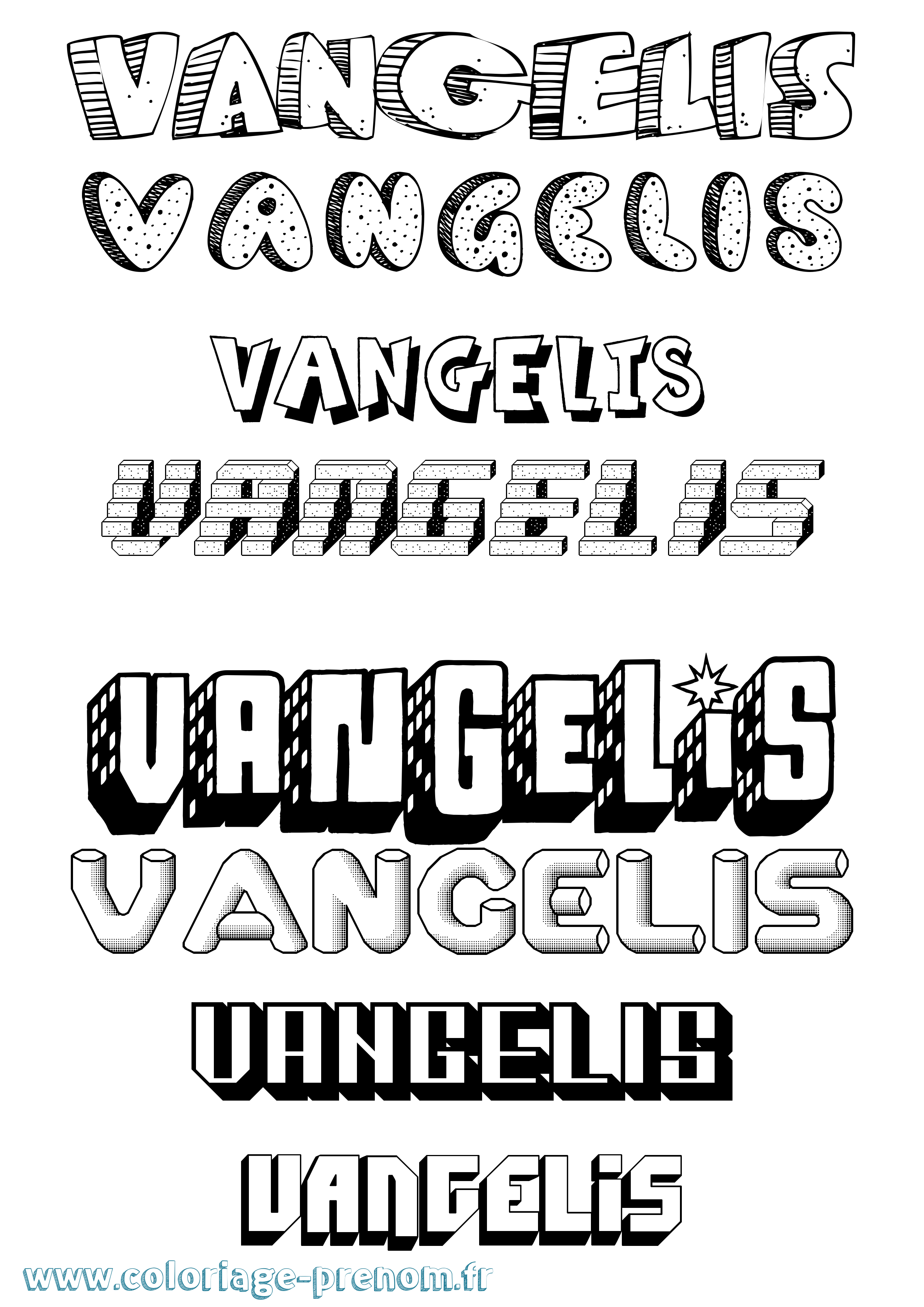 Coloriage Vangelis Effet 3D Coloriage prénom Vangelis Effet 3D
