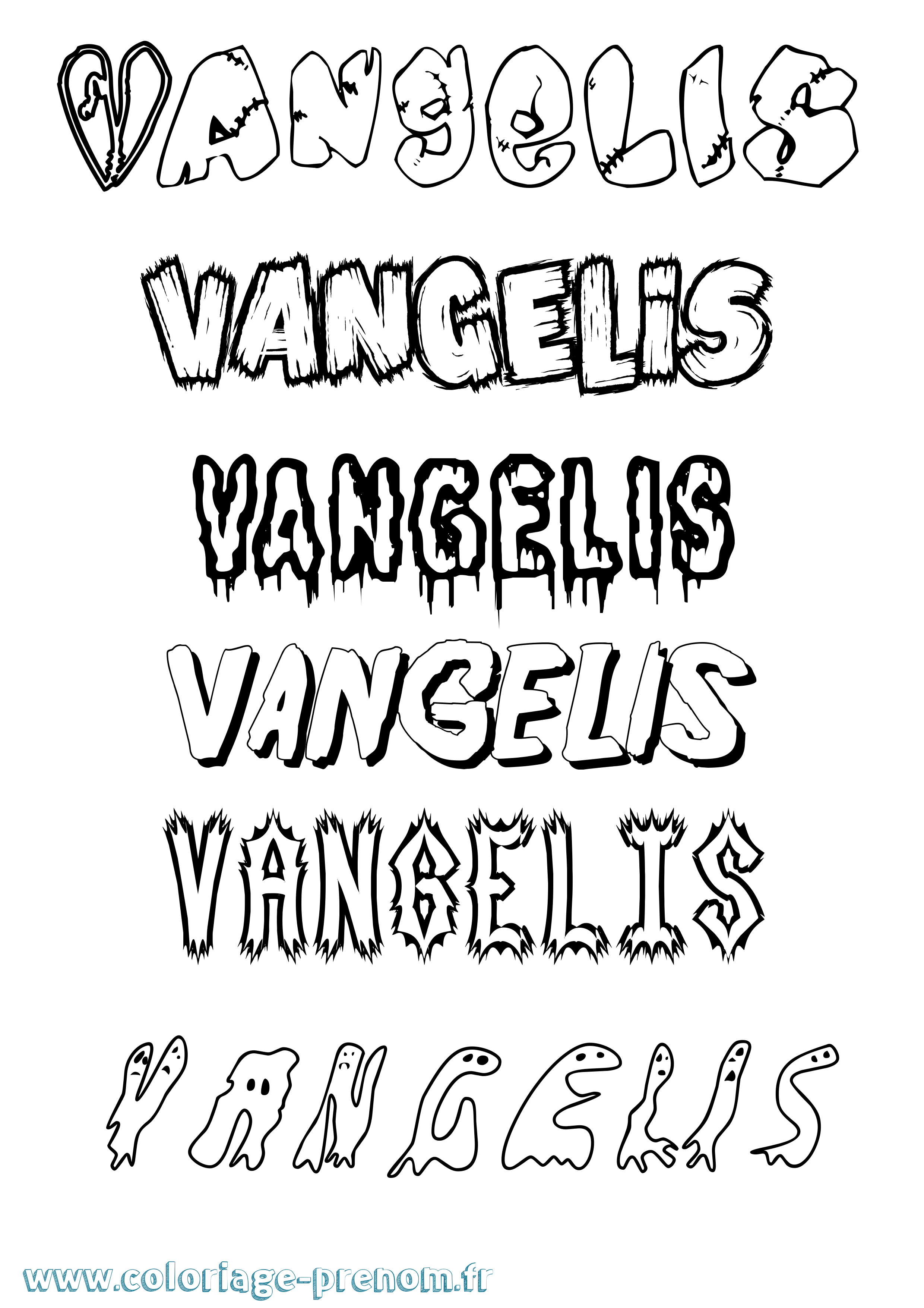 Coloriage Vangelis Frisson Coloriage prénom Vangelis Frisson