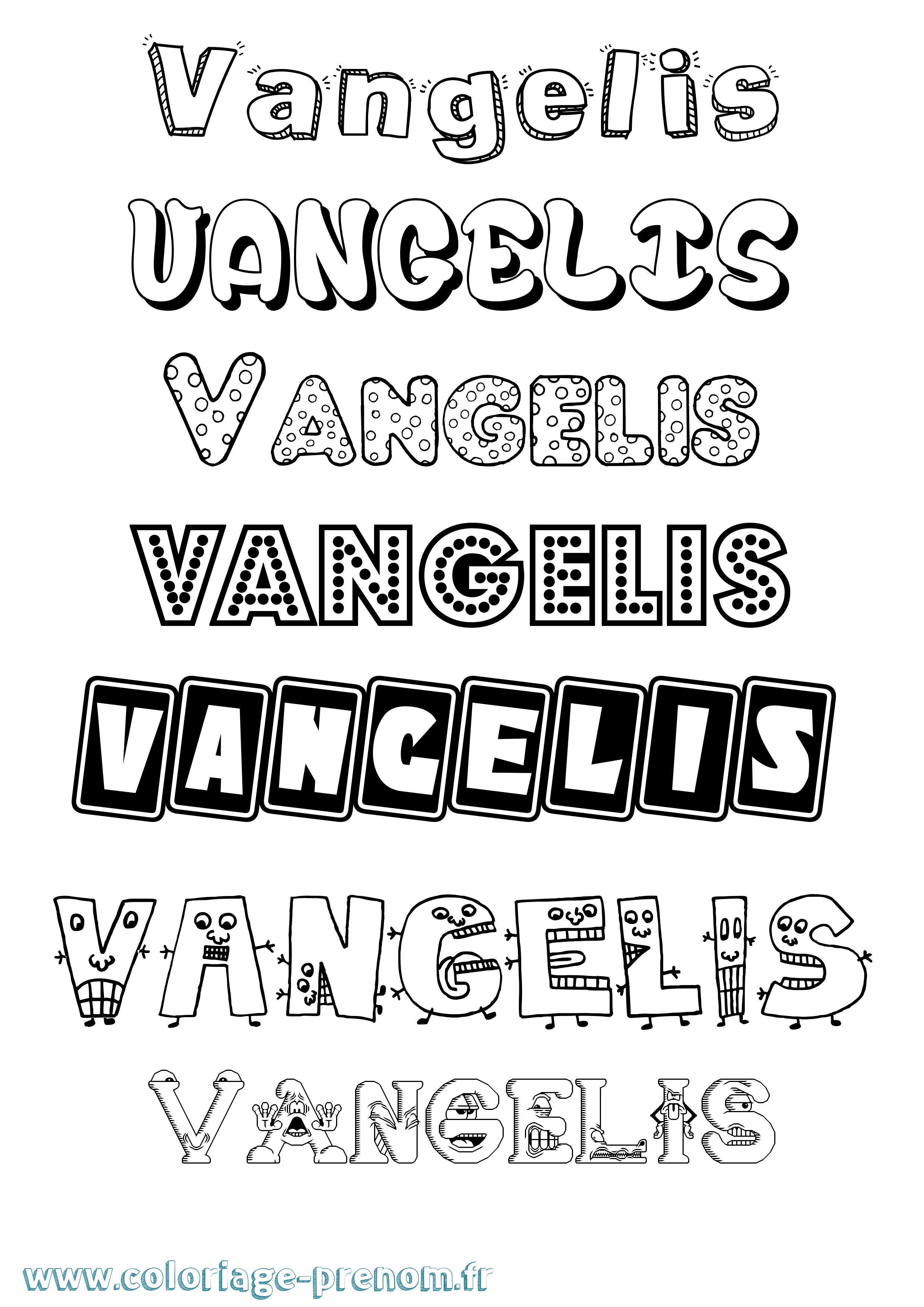 Coloriage Vangelis Fun Coloriage prénom Vangelis Fun