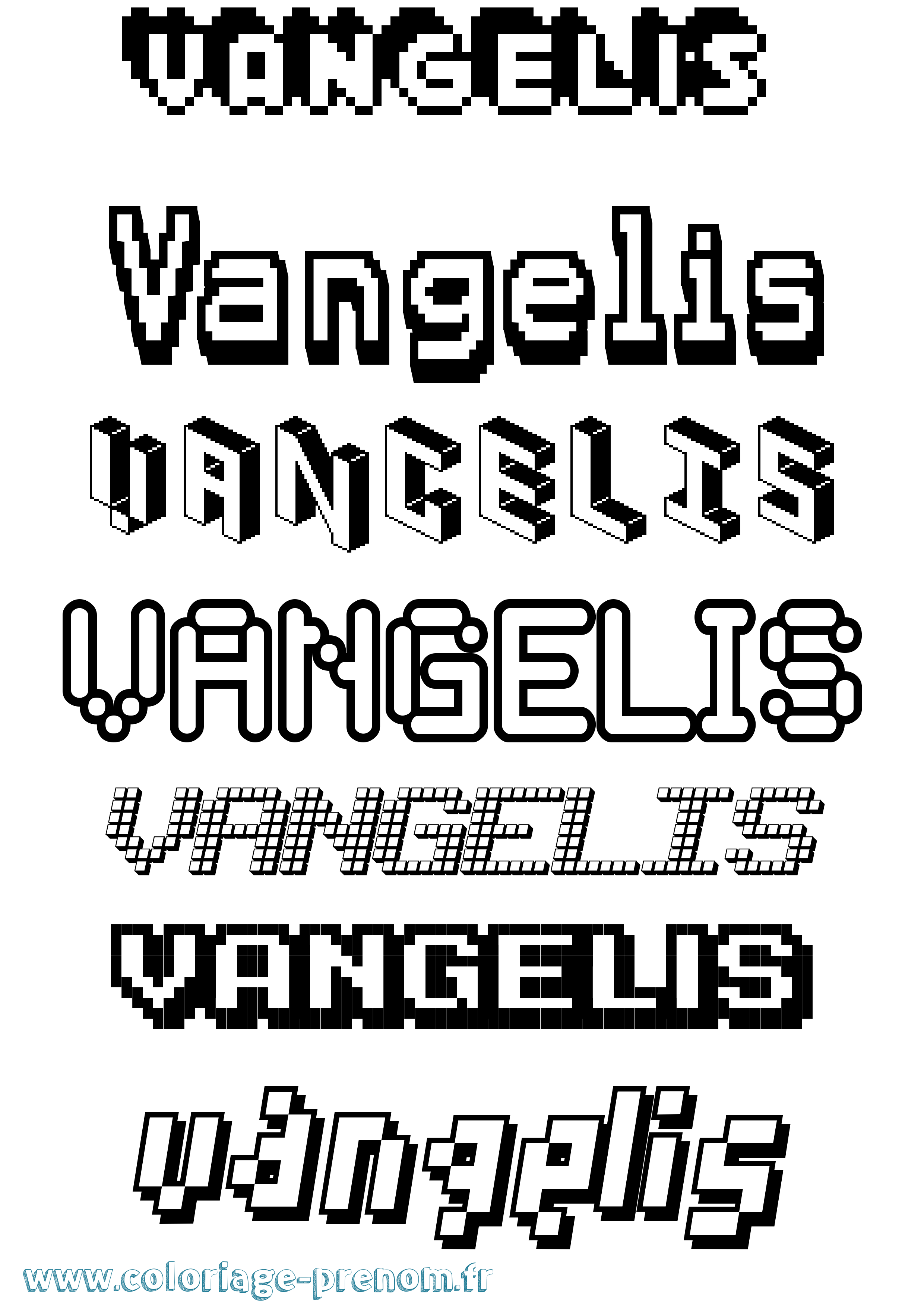 Coloriage Vangelis Pixel Coloriage prénom Vangelis Pixel