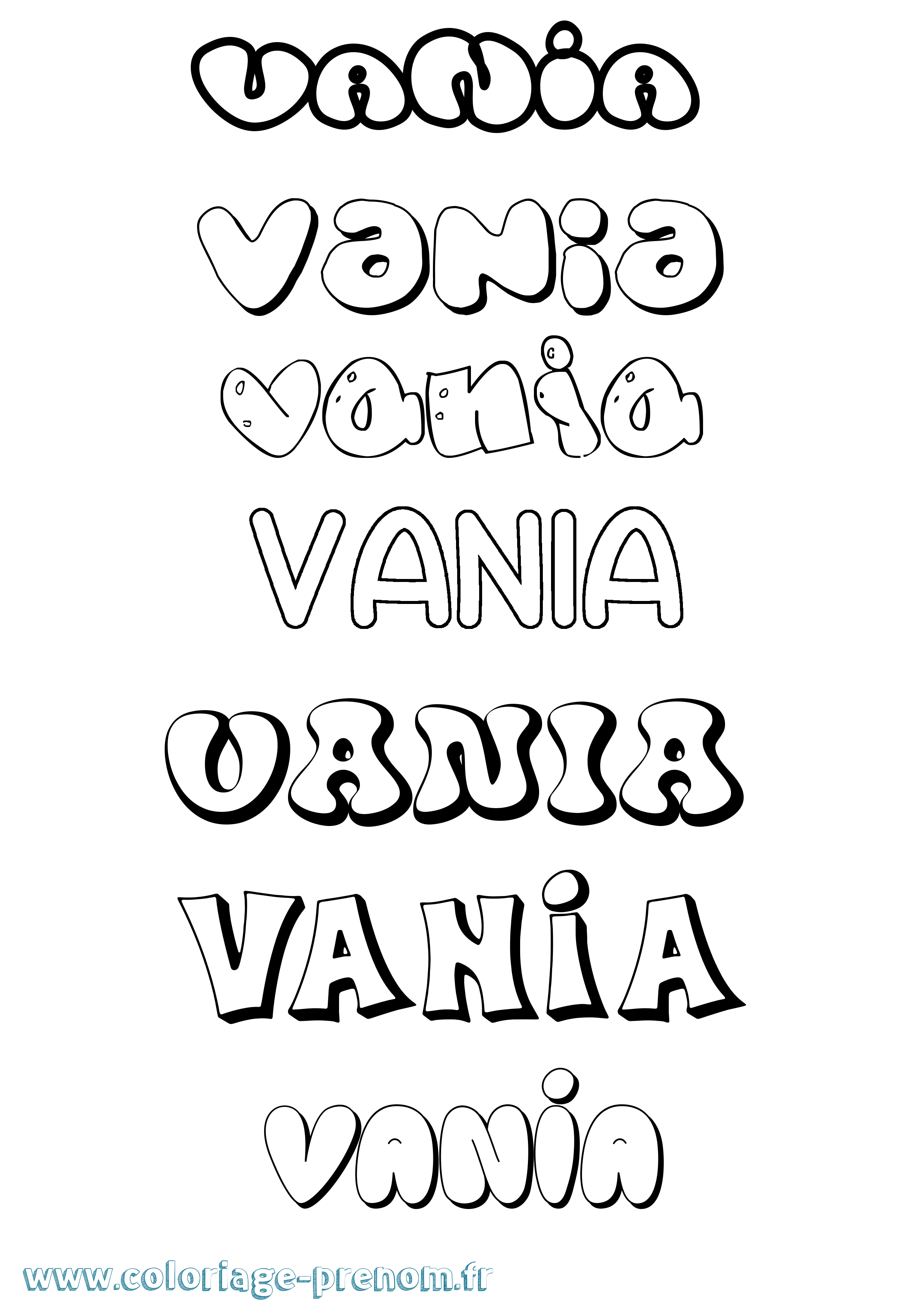 Coloriage prénom Vania Bubble