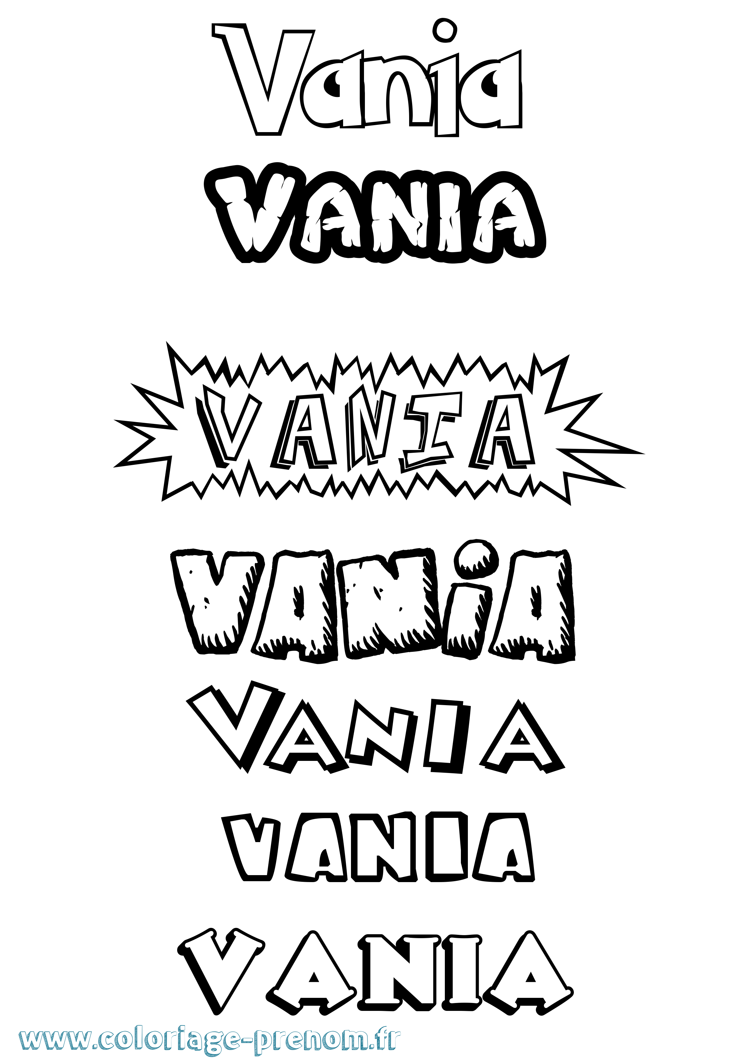 Coloriage prénom Vania Dessin Animé