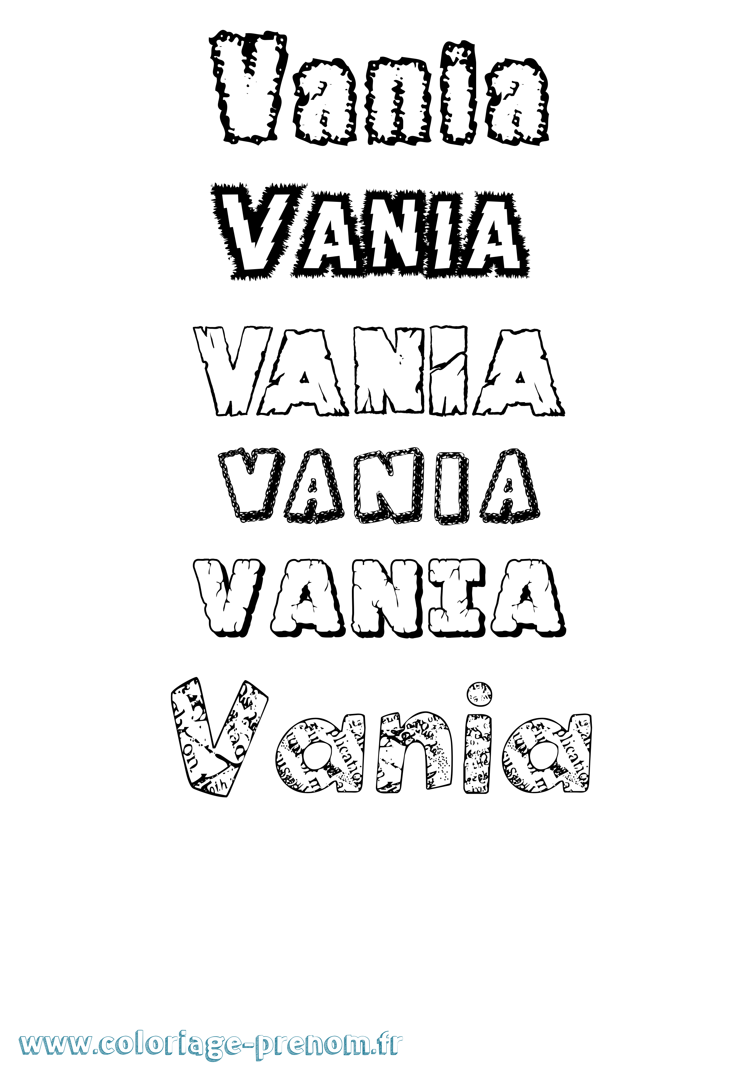 Coloriage prénom Vania Destructuré