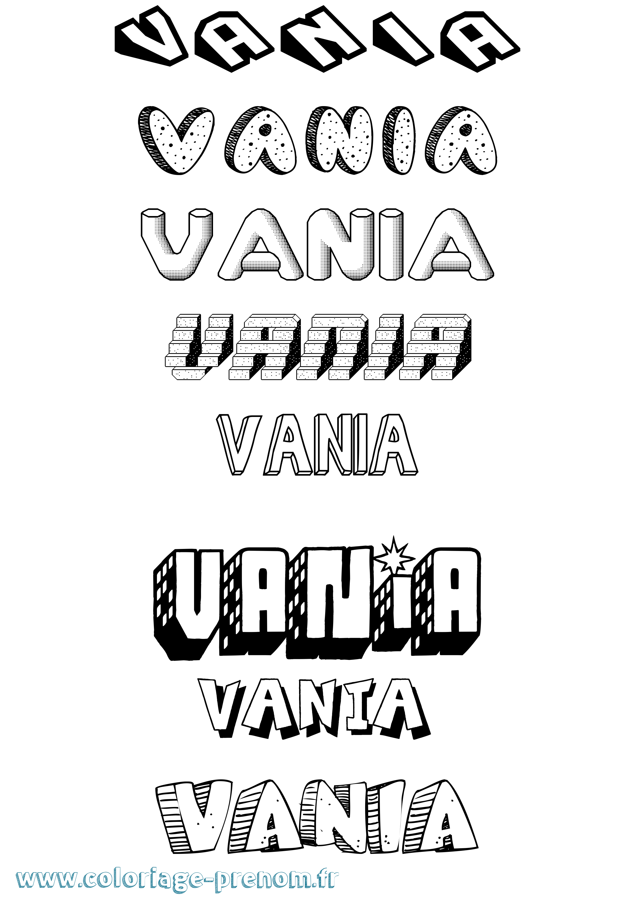 Coloriage prénom Vania Effet 3D