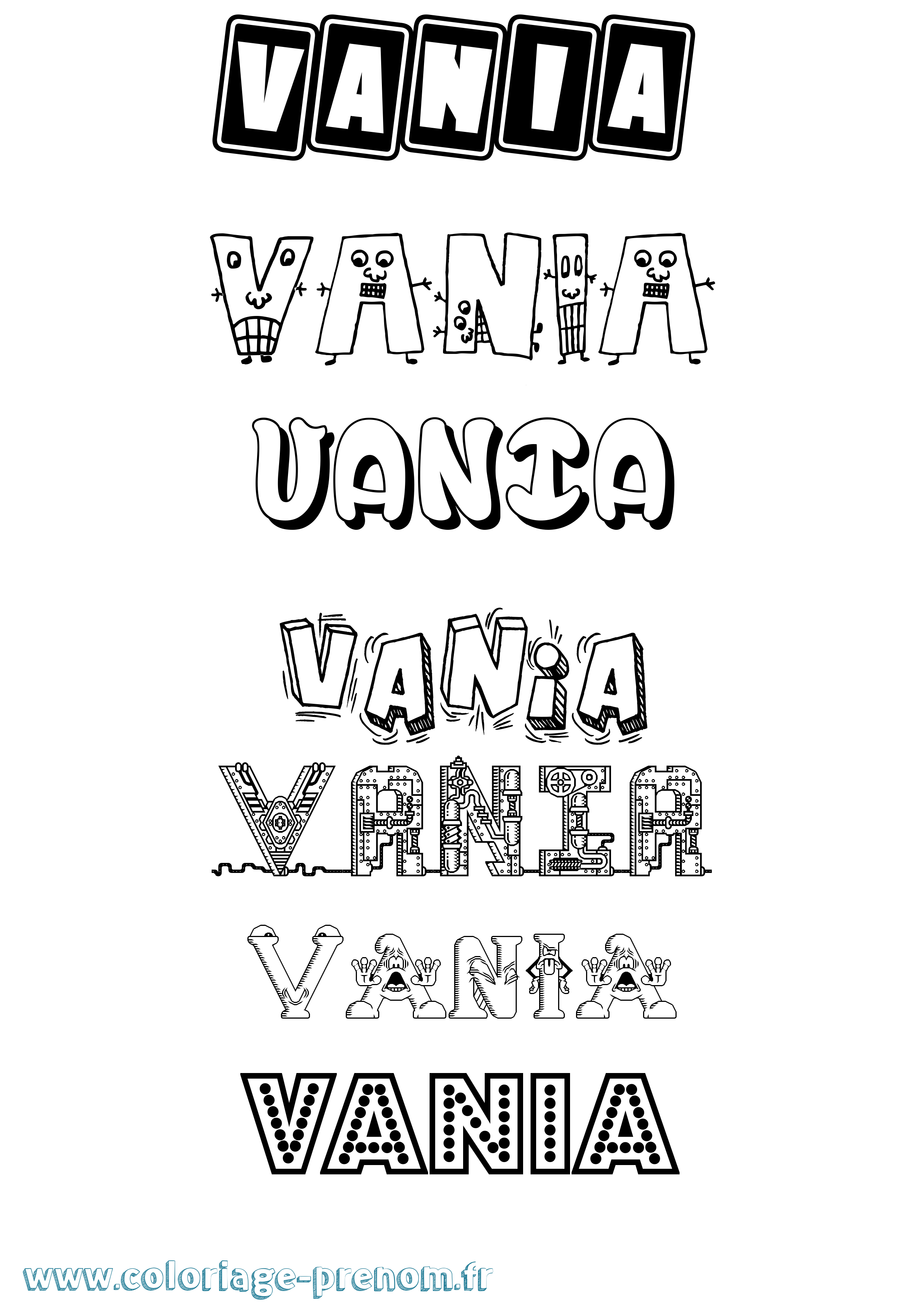 Coloriage prénom Vania Fun
