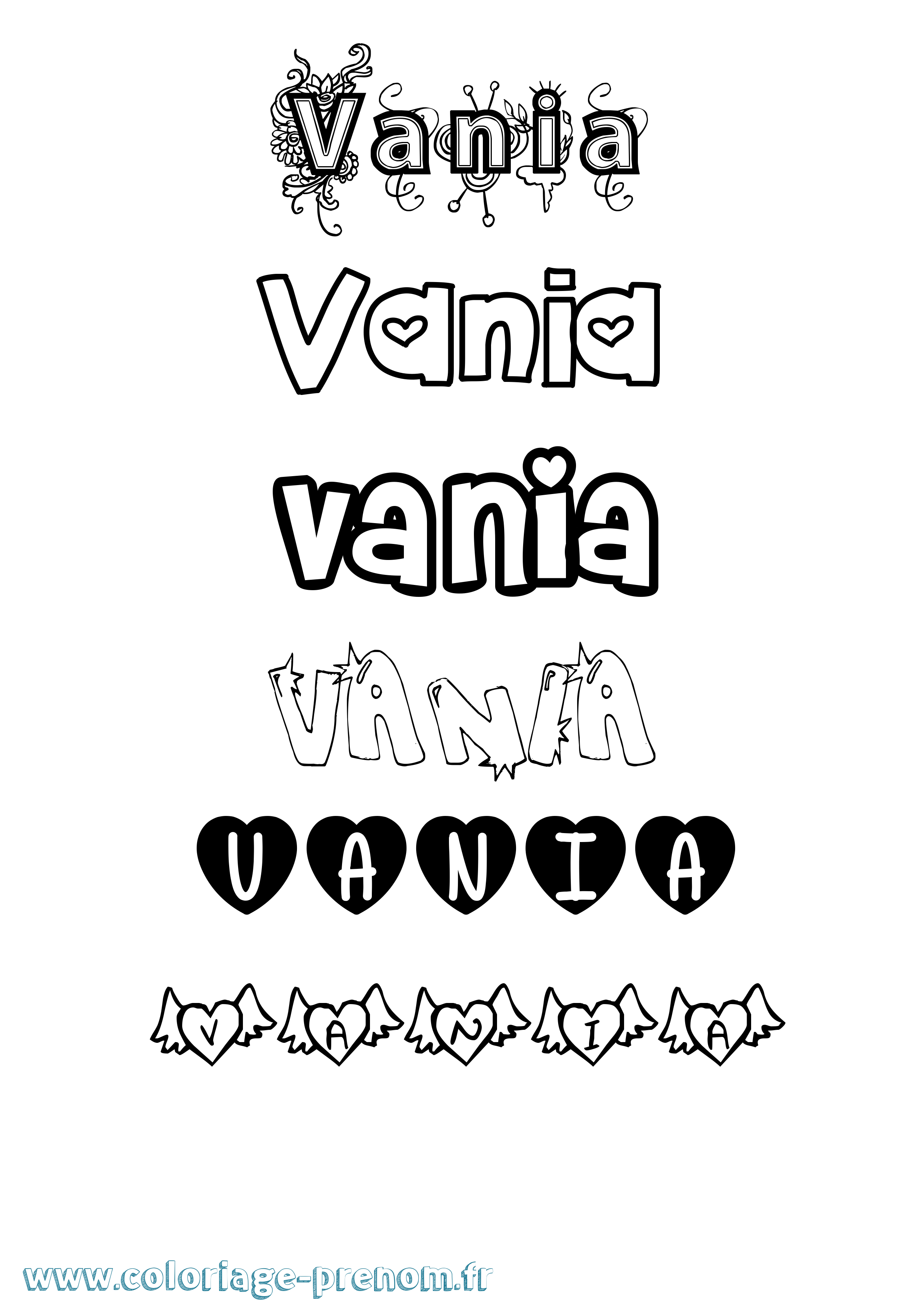 Coloriage prénom Vania Girly