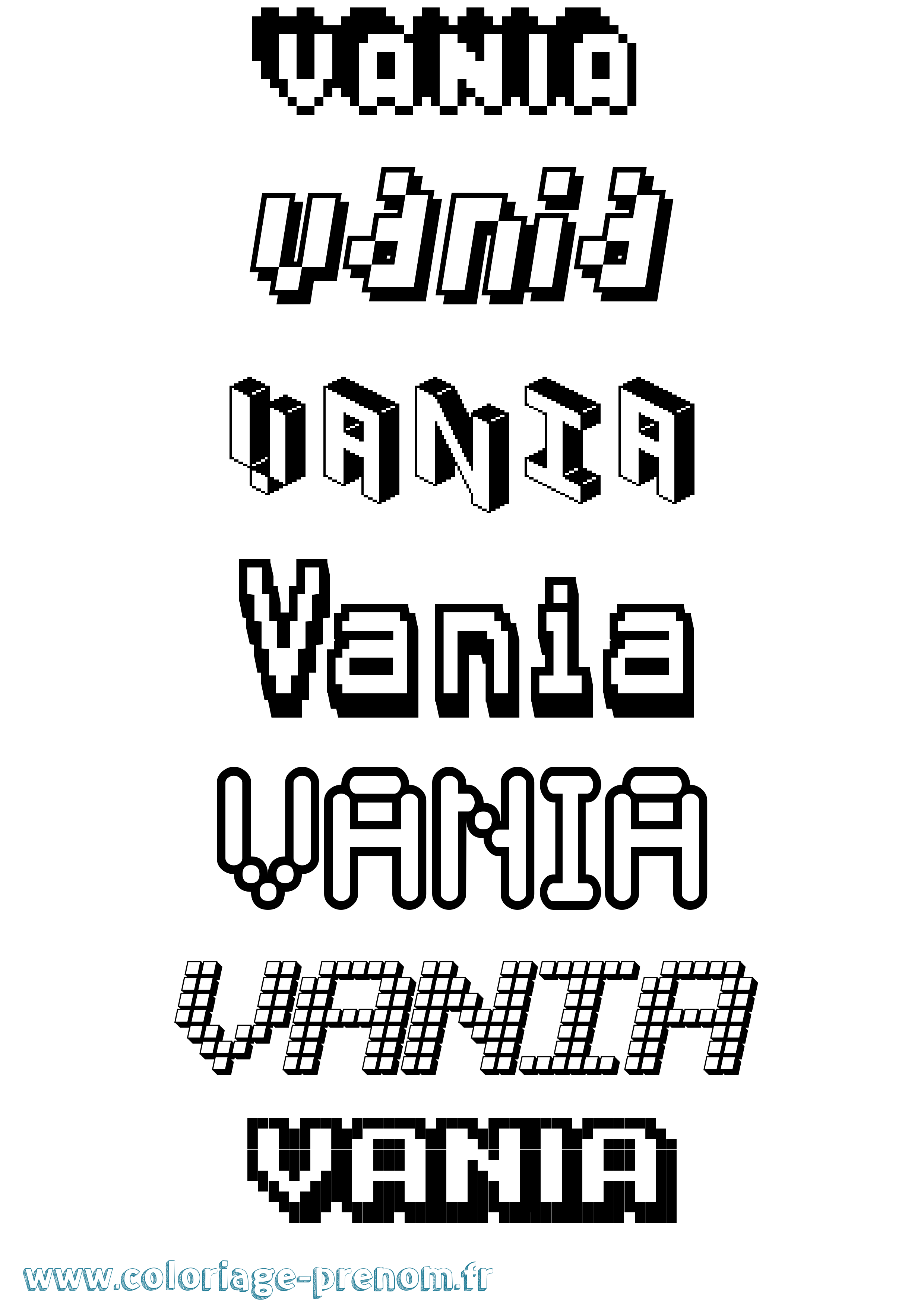 Coloriage prénom Vania Pixel