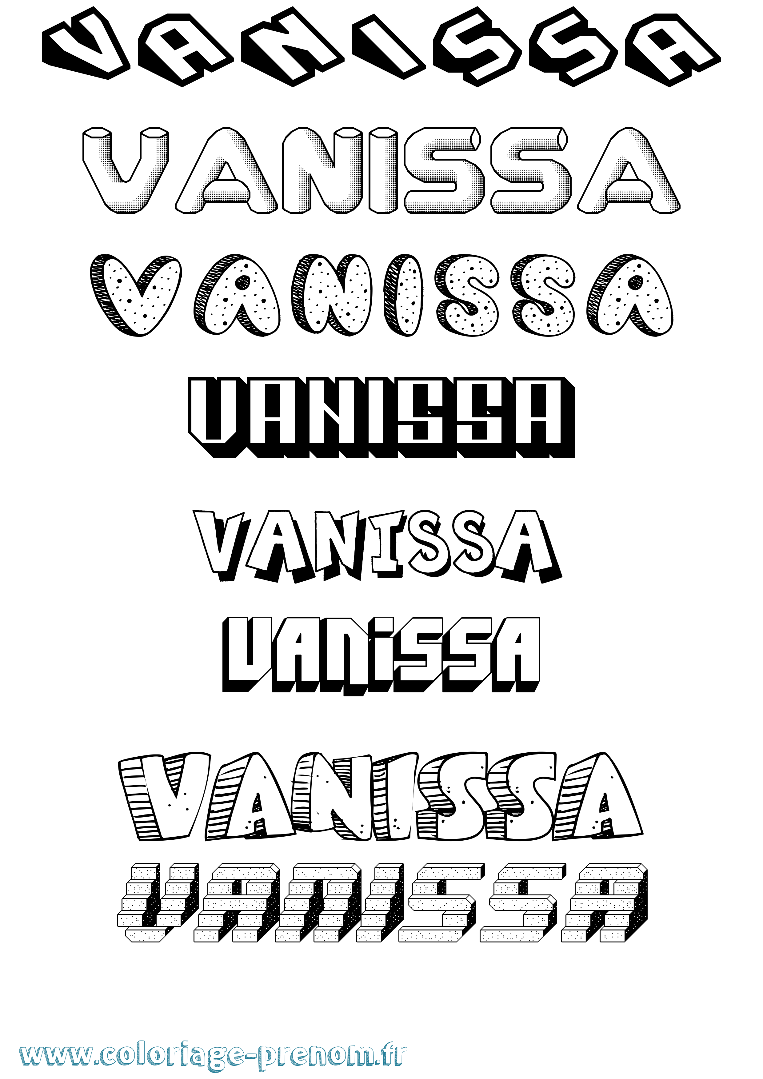 Coloriage prénom Vanissa Effet 3D