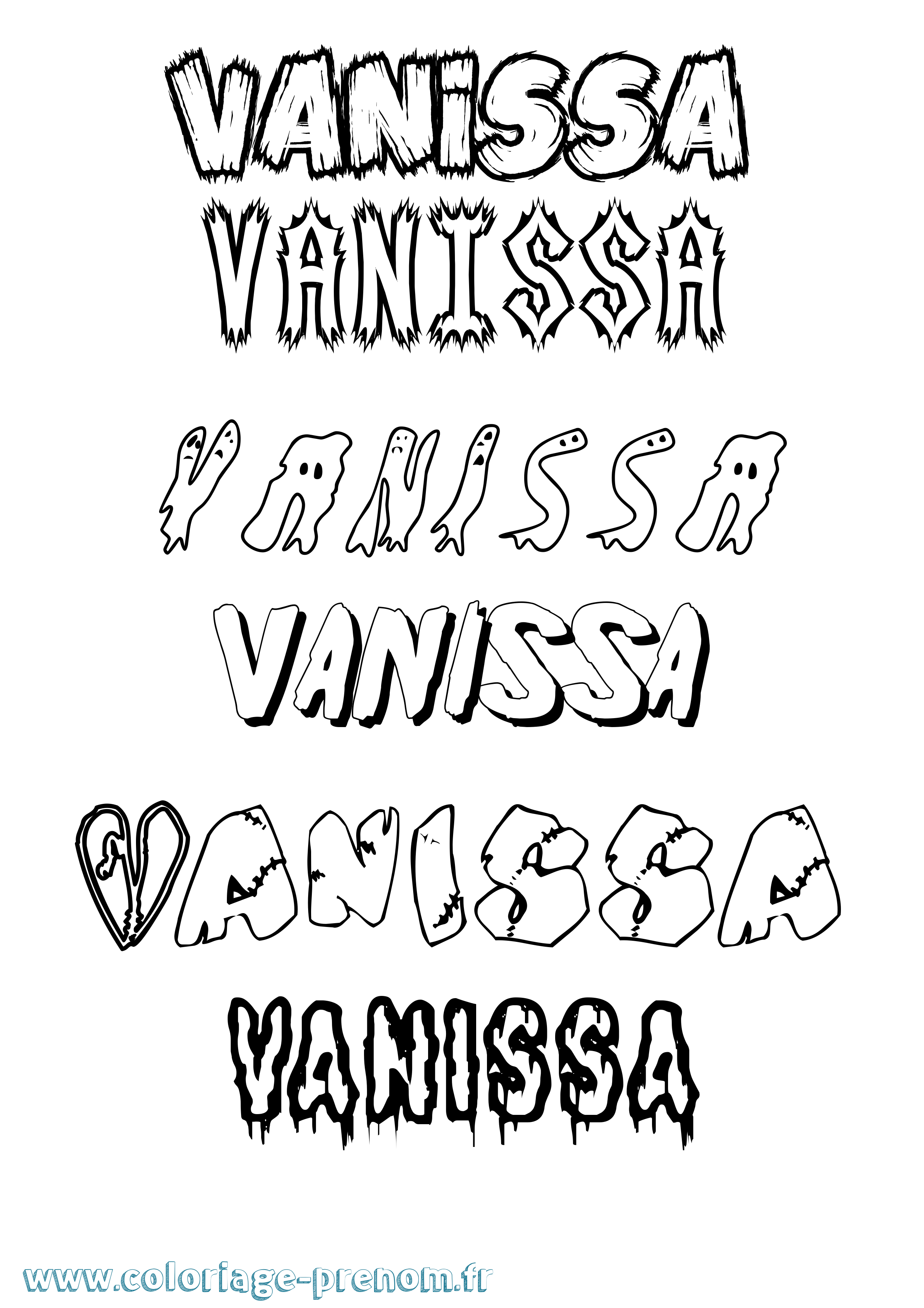 Coloriage prénom Vanissa Frisson