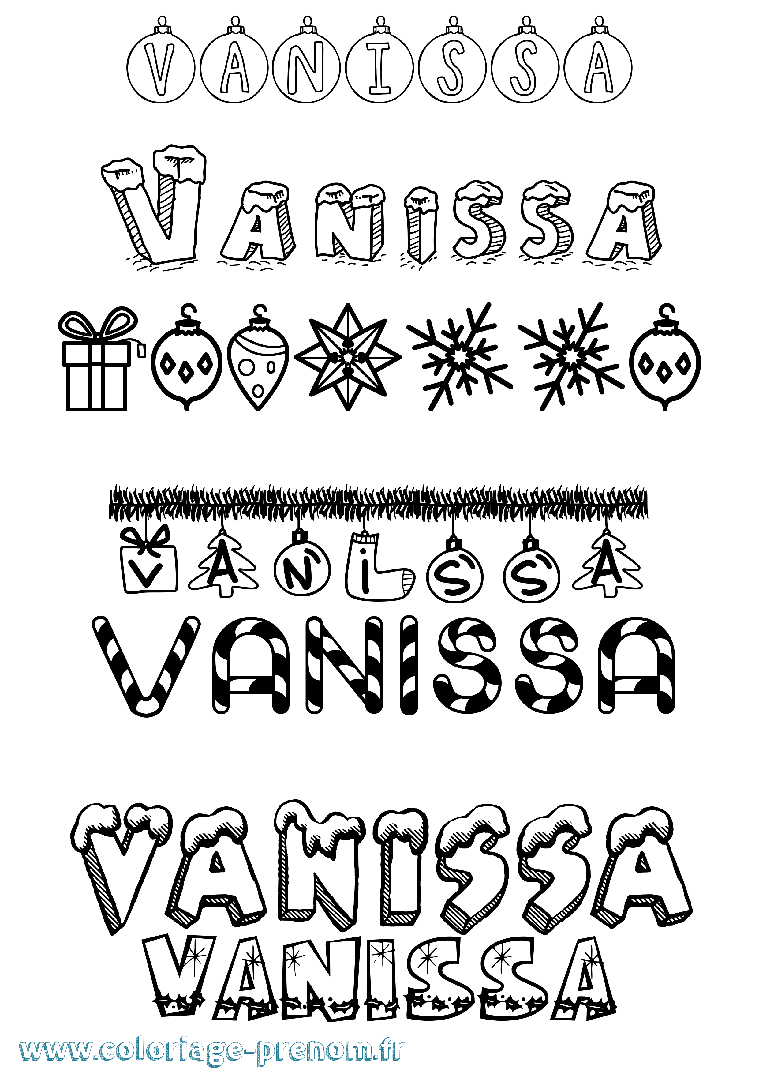 Coloriage prénom Vanissa Noël