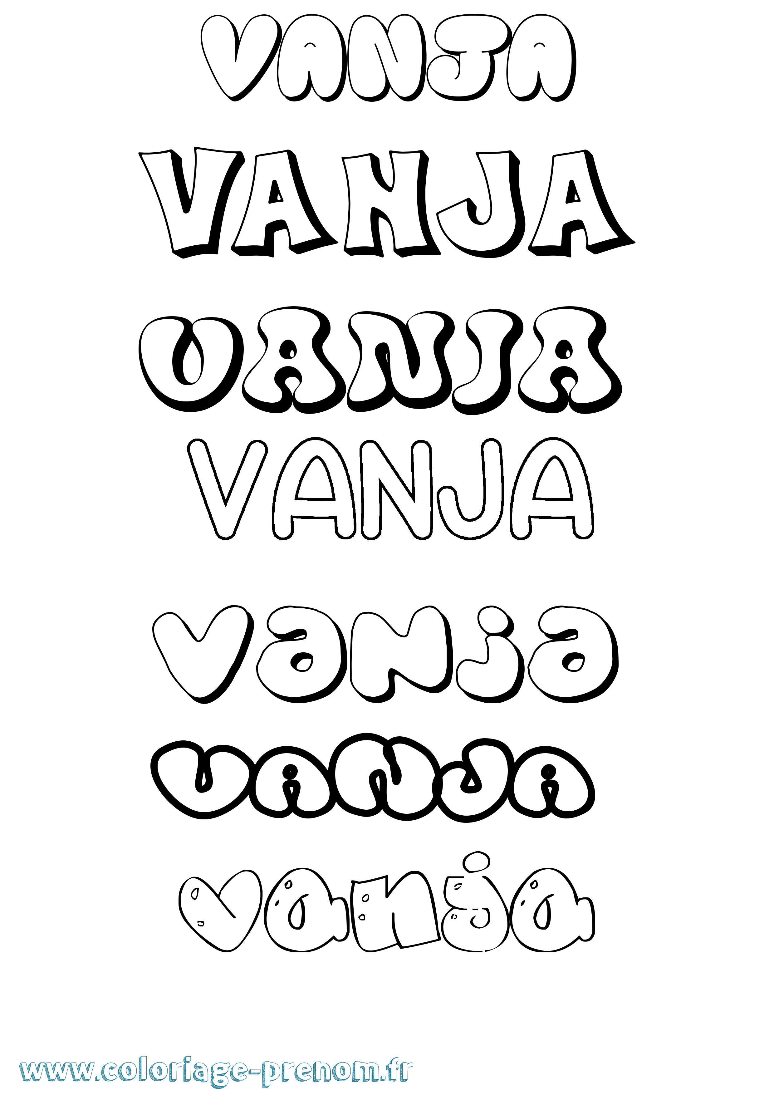 Coloriage prénom Vanja Bubble