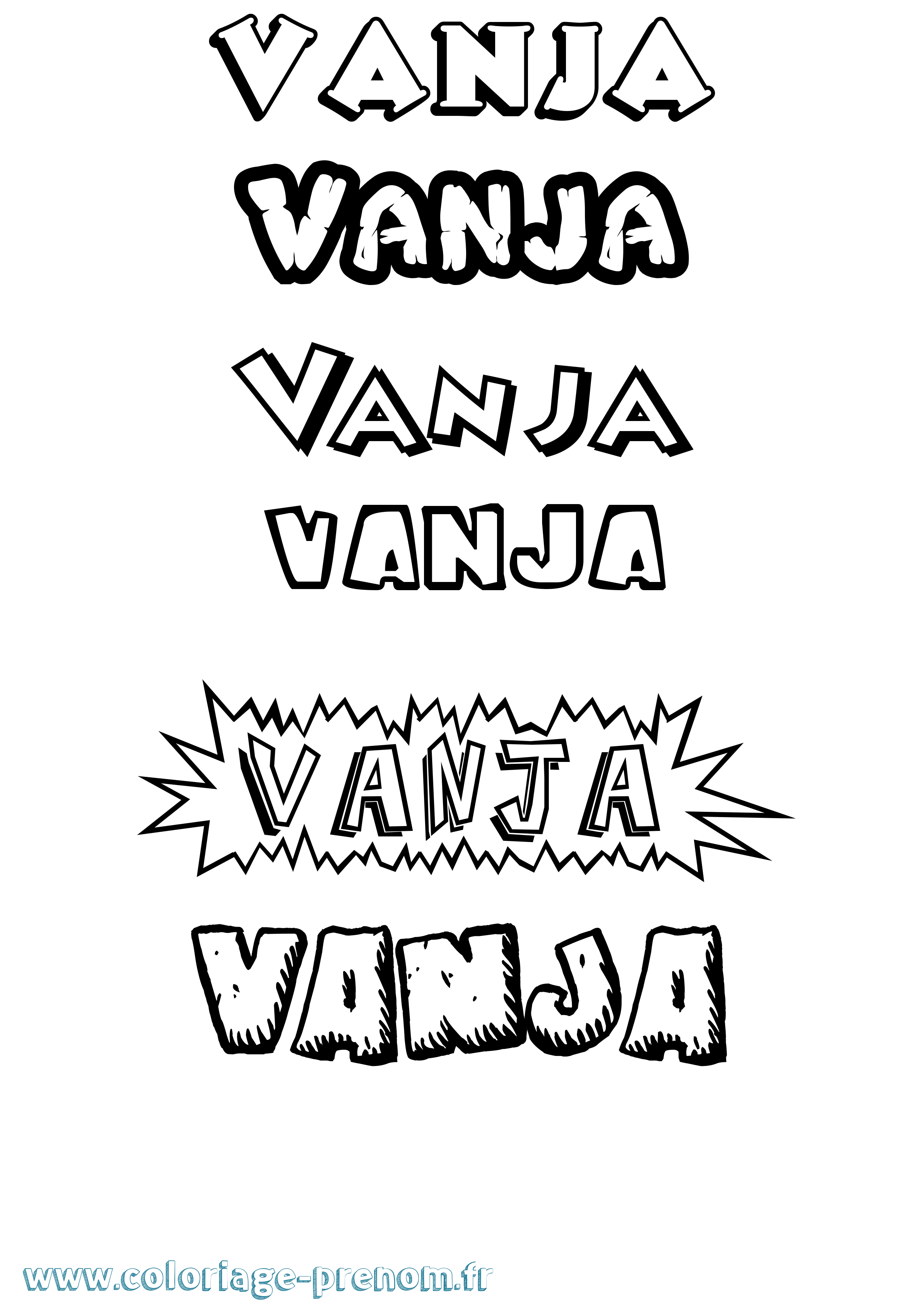 Coloriage Vanja Dessin Animé Coloriage prénom Vanja Dessin Animé