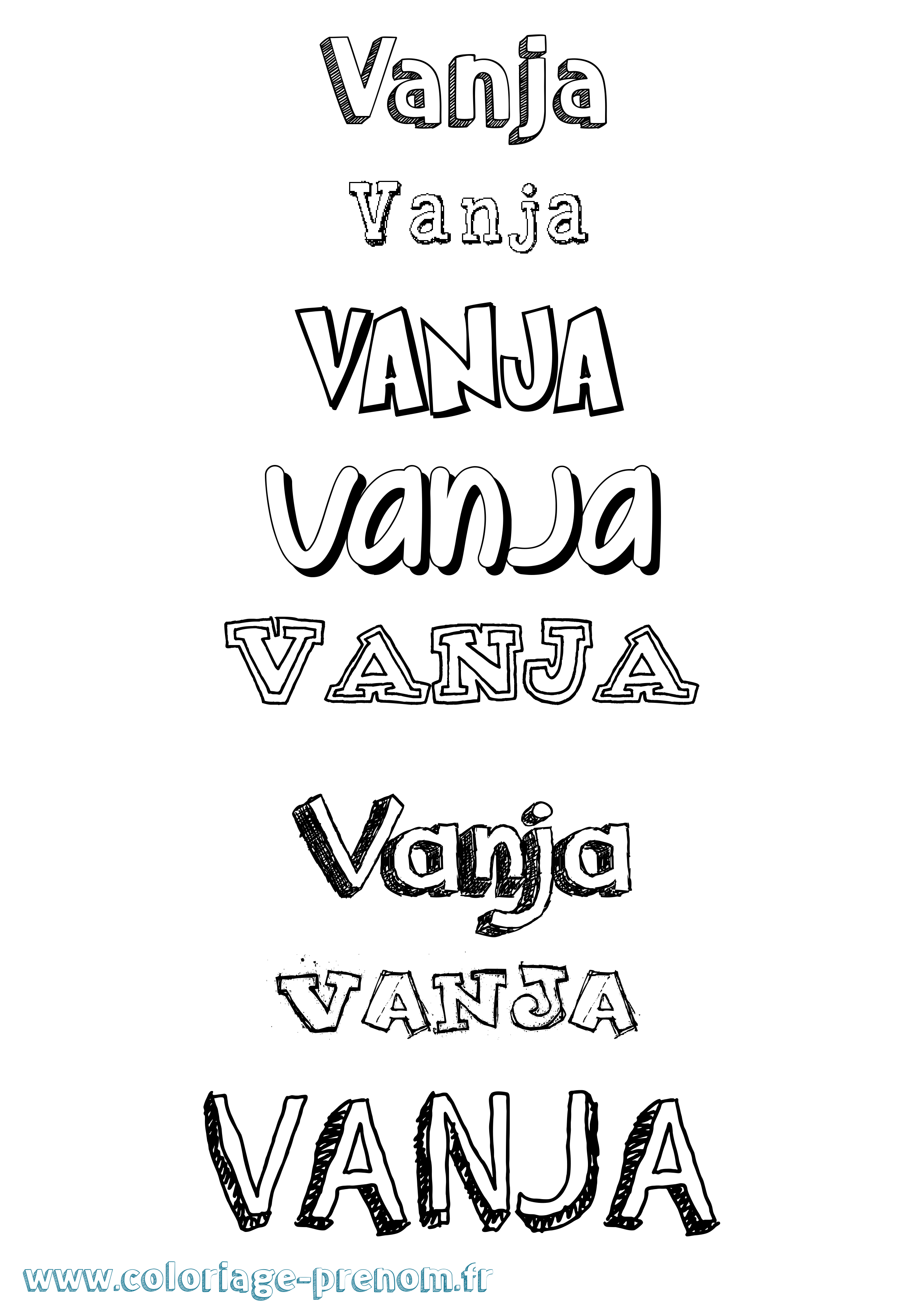 Coloriage prénom Vanja Dessiné