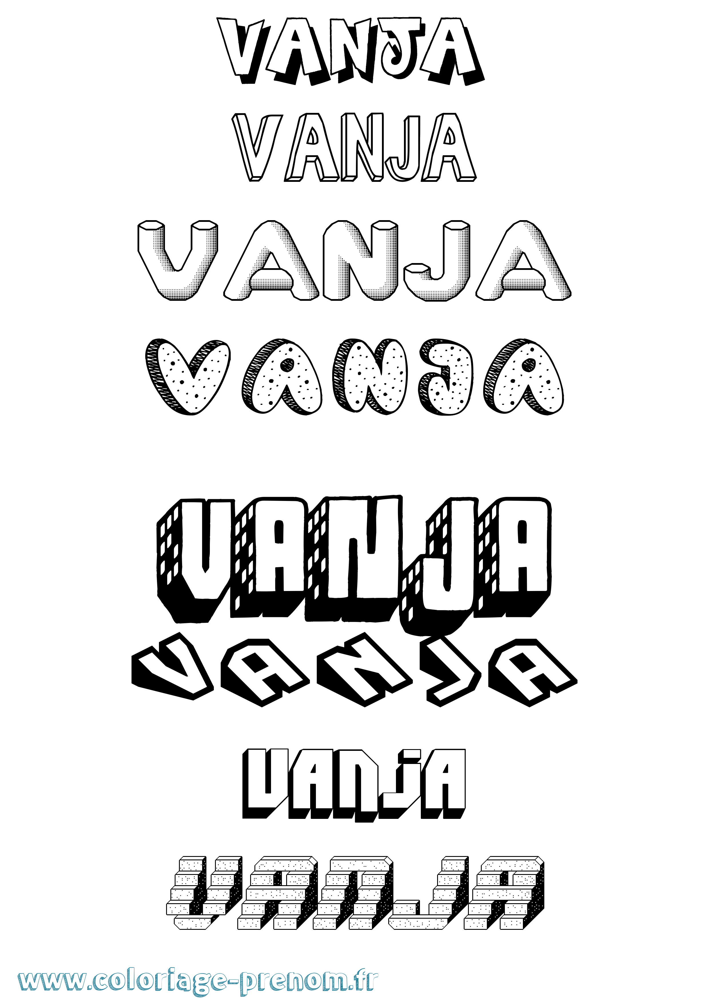 Coloriage Vanja Effet 3D Coloriage prénom Vanja Effet 3D