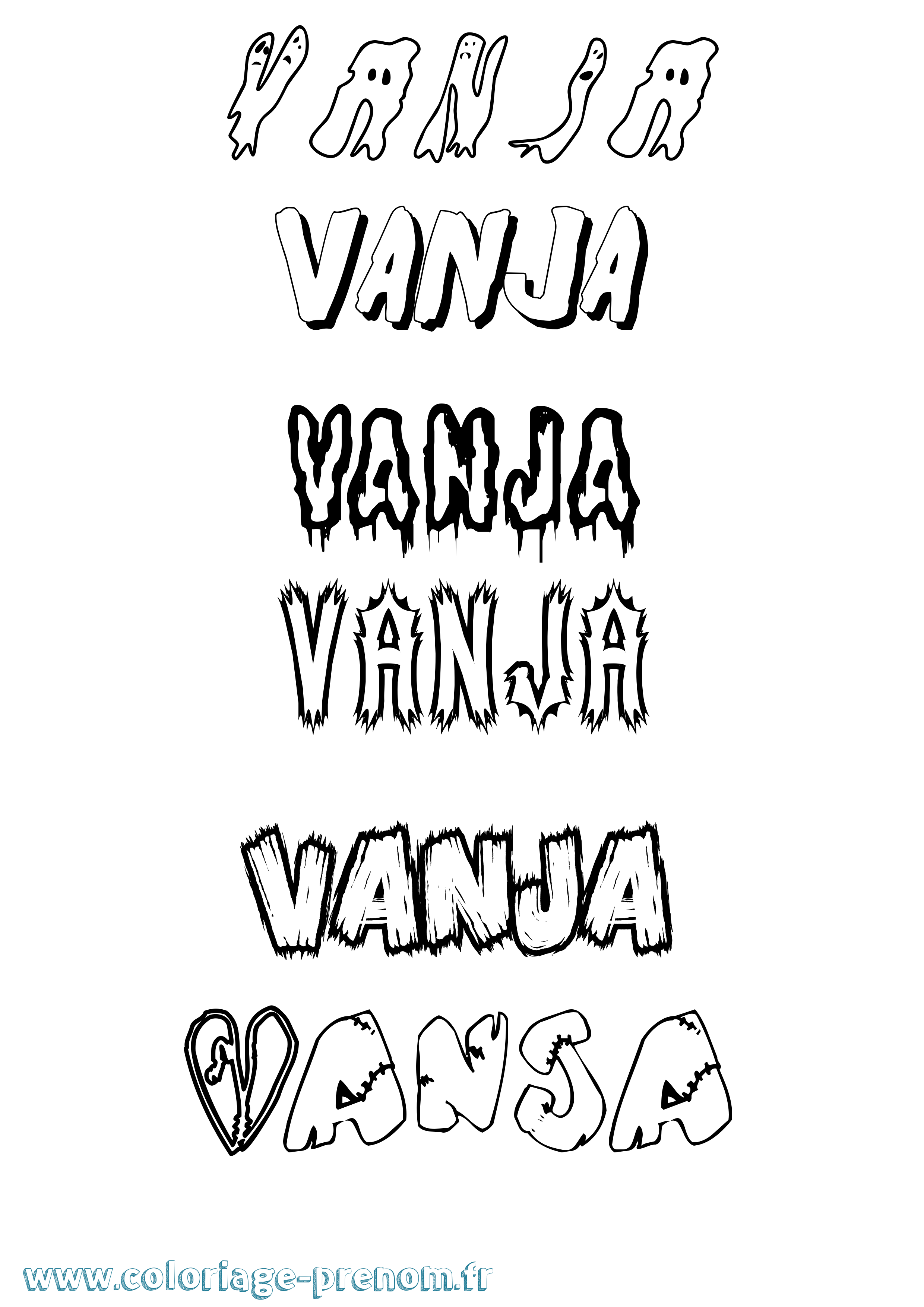 Coloriage Vanja Frisson Coloriage prénom Vanja Frisson