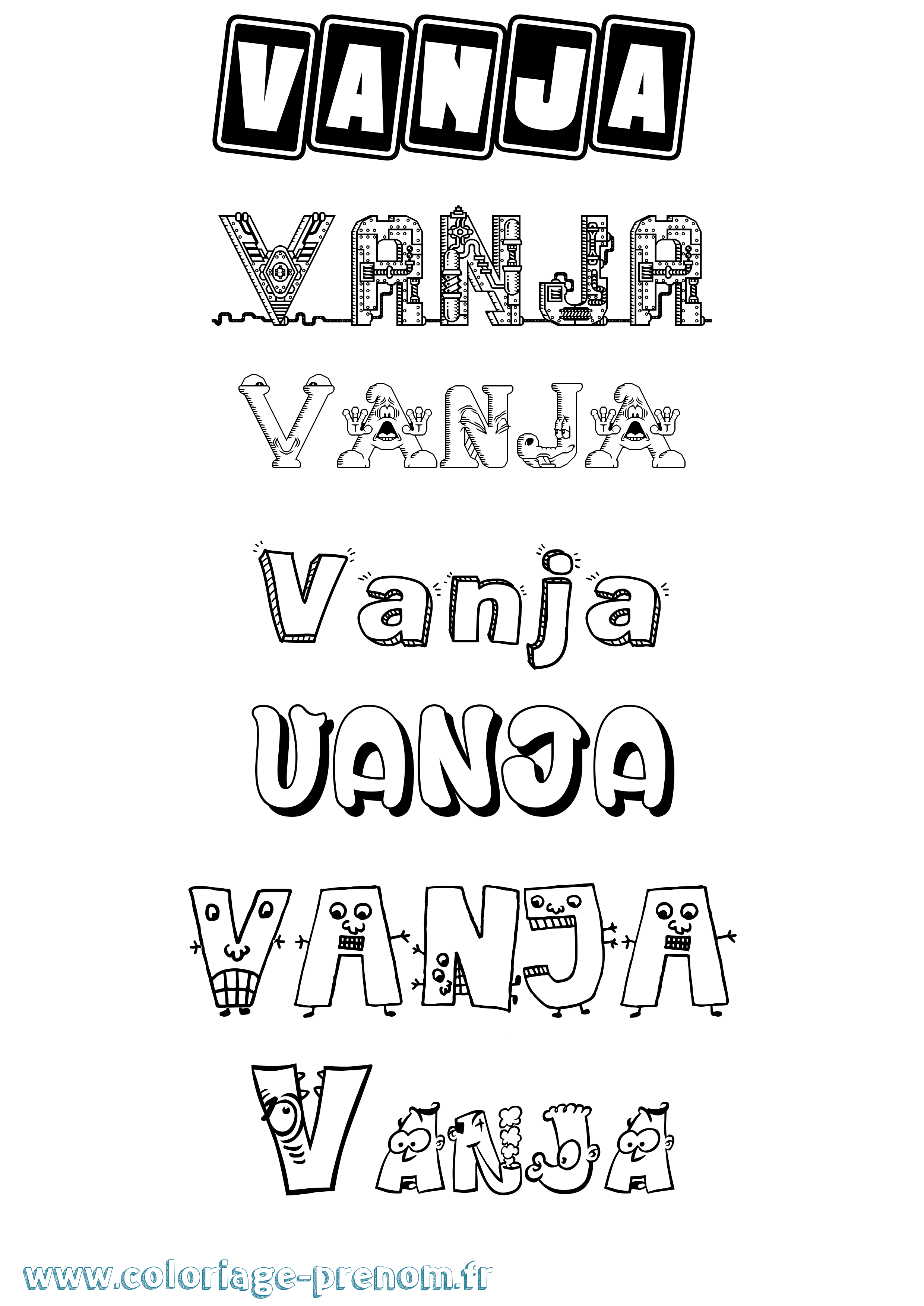Coloriage Vanja Fun Coloriage prénom Vanja Fun