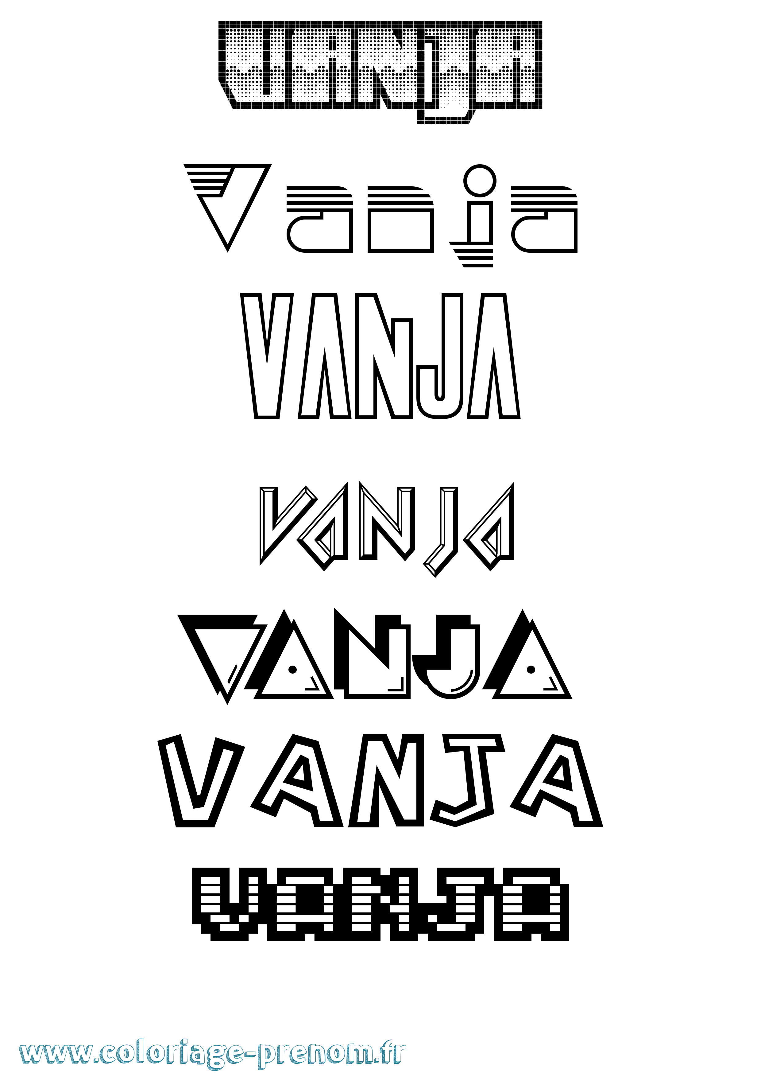 Coloriage Vanja Jeux Vidéos Coloriage prénom Vanja Jeux Vidéos