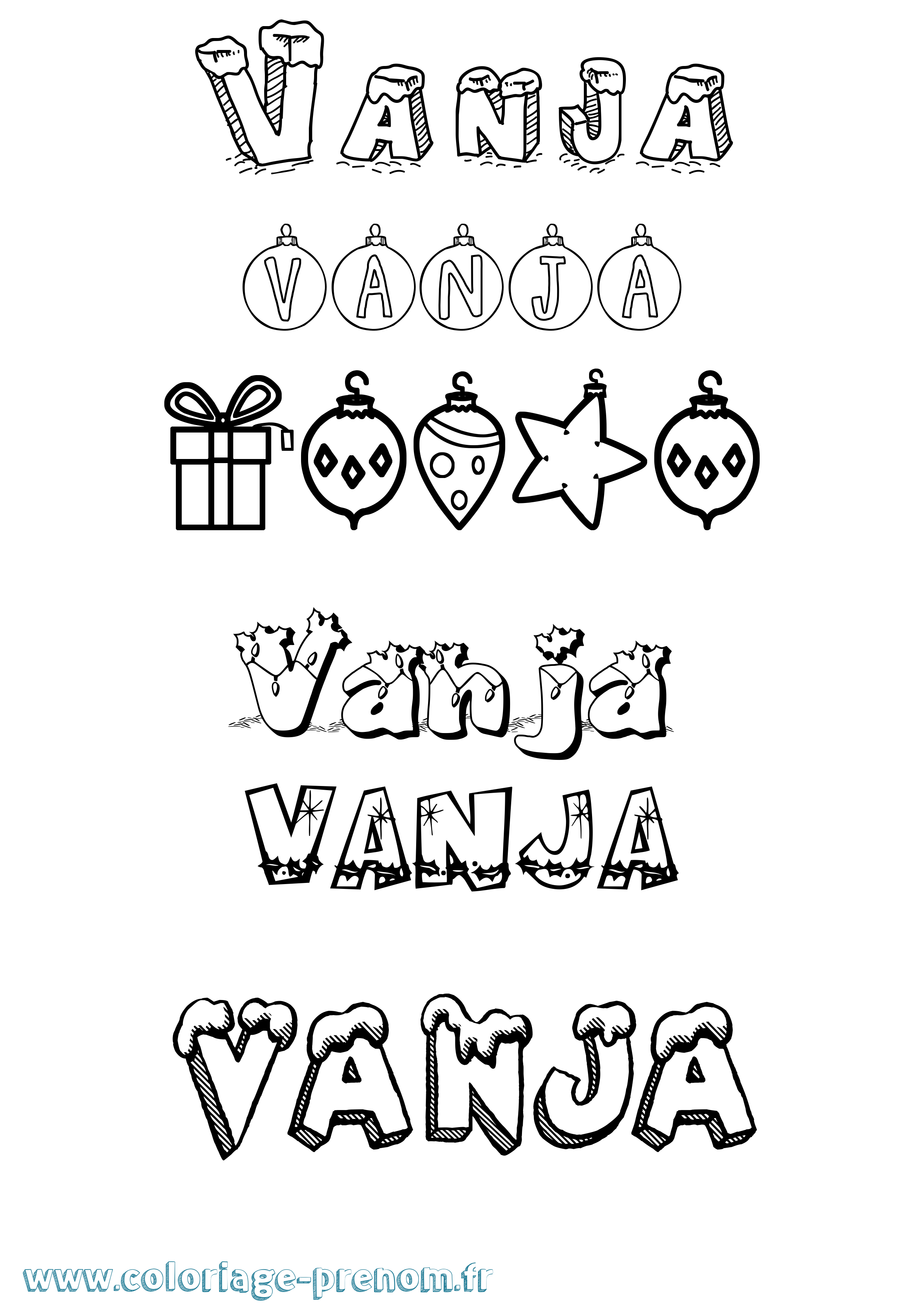 Coloriage prénom Vanja Noël