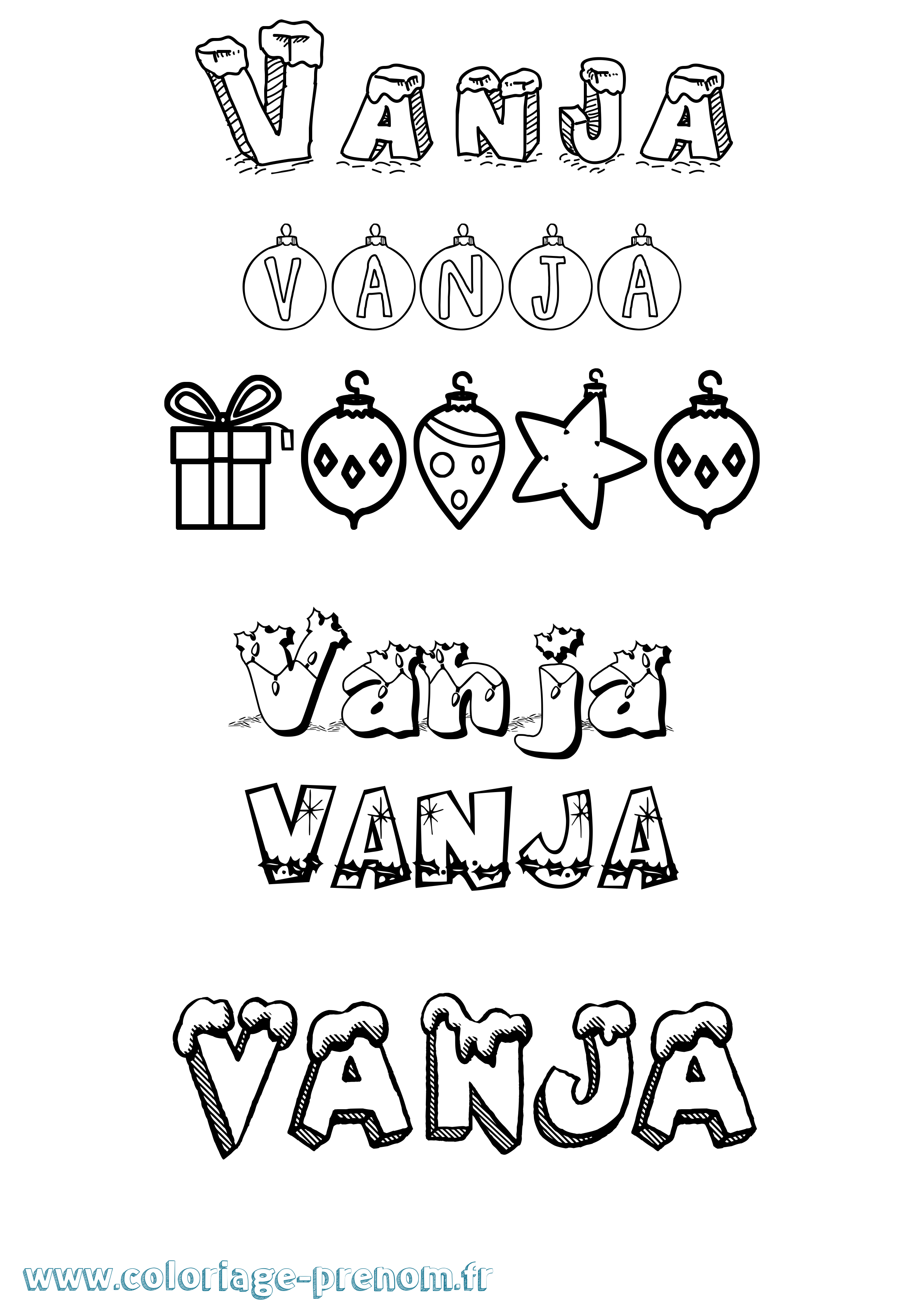 Coloriage Vanja Noël Coloriage prénom Vanja Noël
