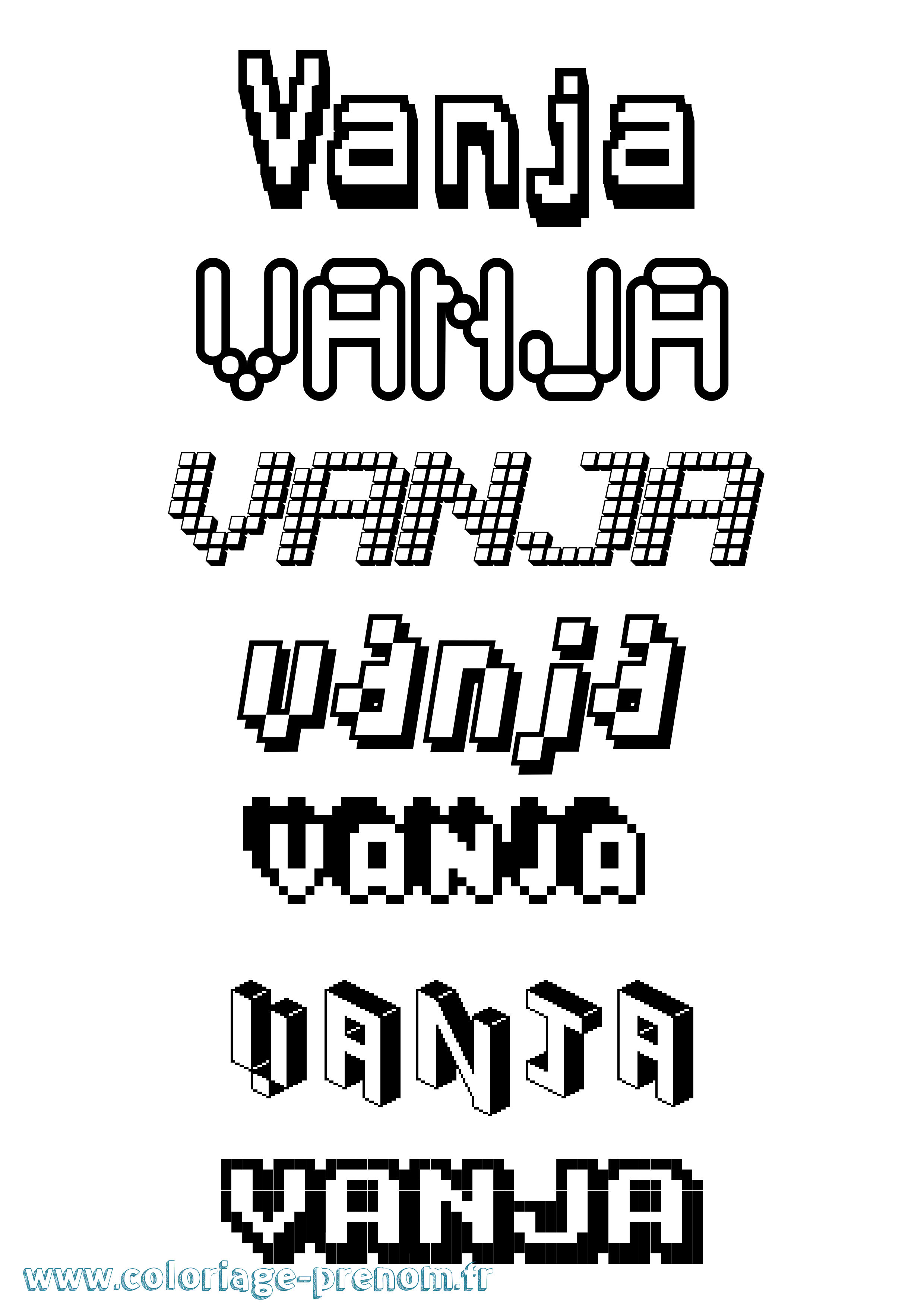 Coloriage Vanja Pixel Coloriage prénom Vanja Pixel
