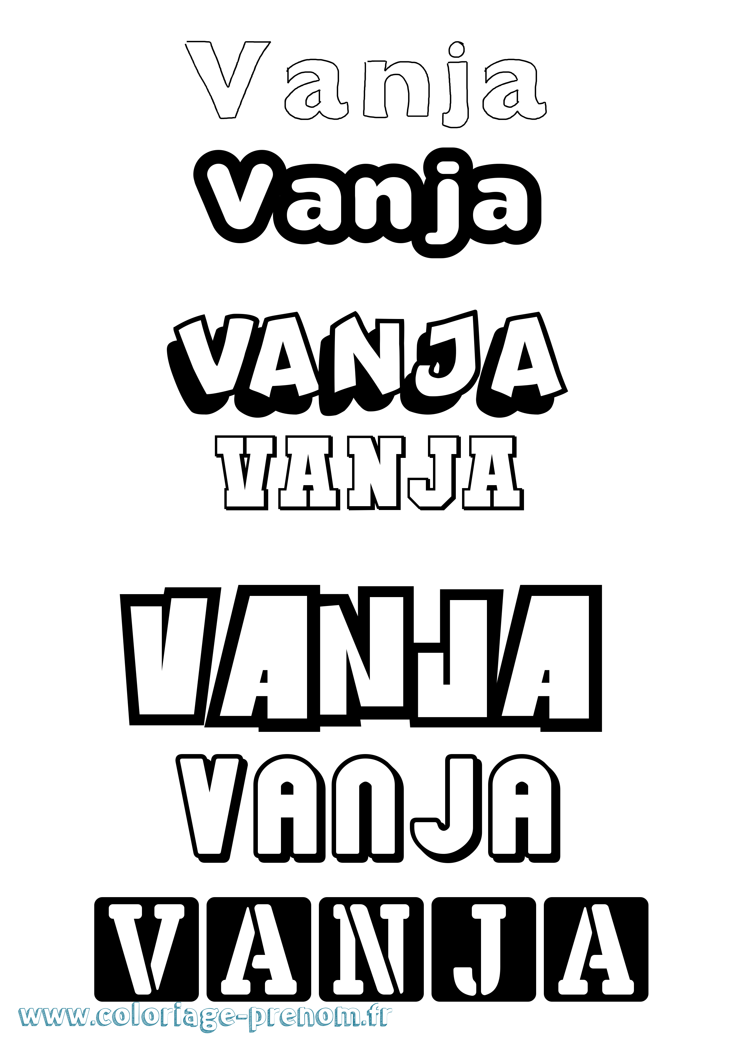 Coloriage Vanja Simple Coloriage prénom Vanja Simple
