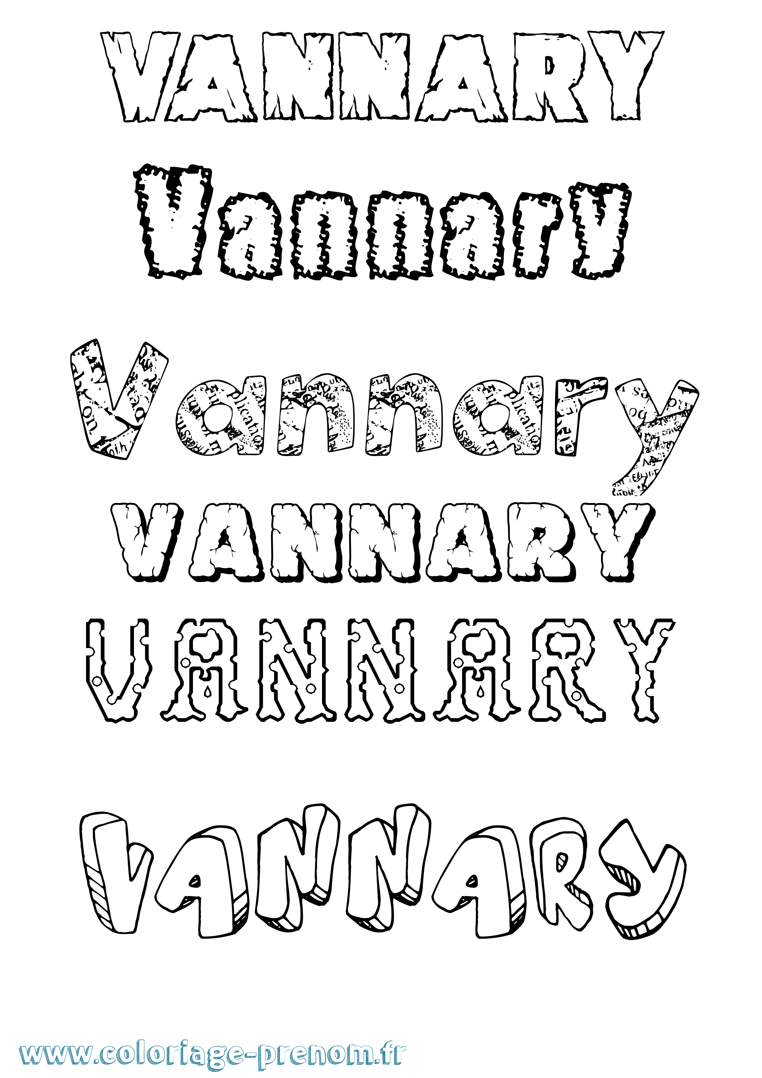 Coloriage Vannary Destructuré Coloriage prénom Vannary Destructuré