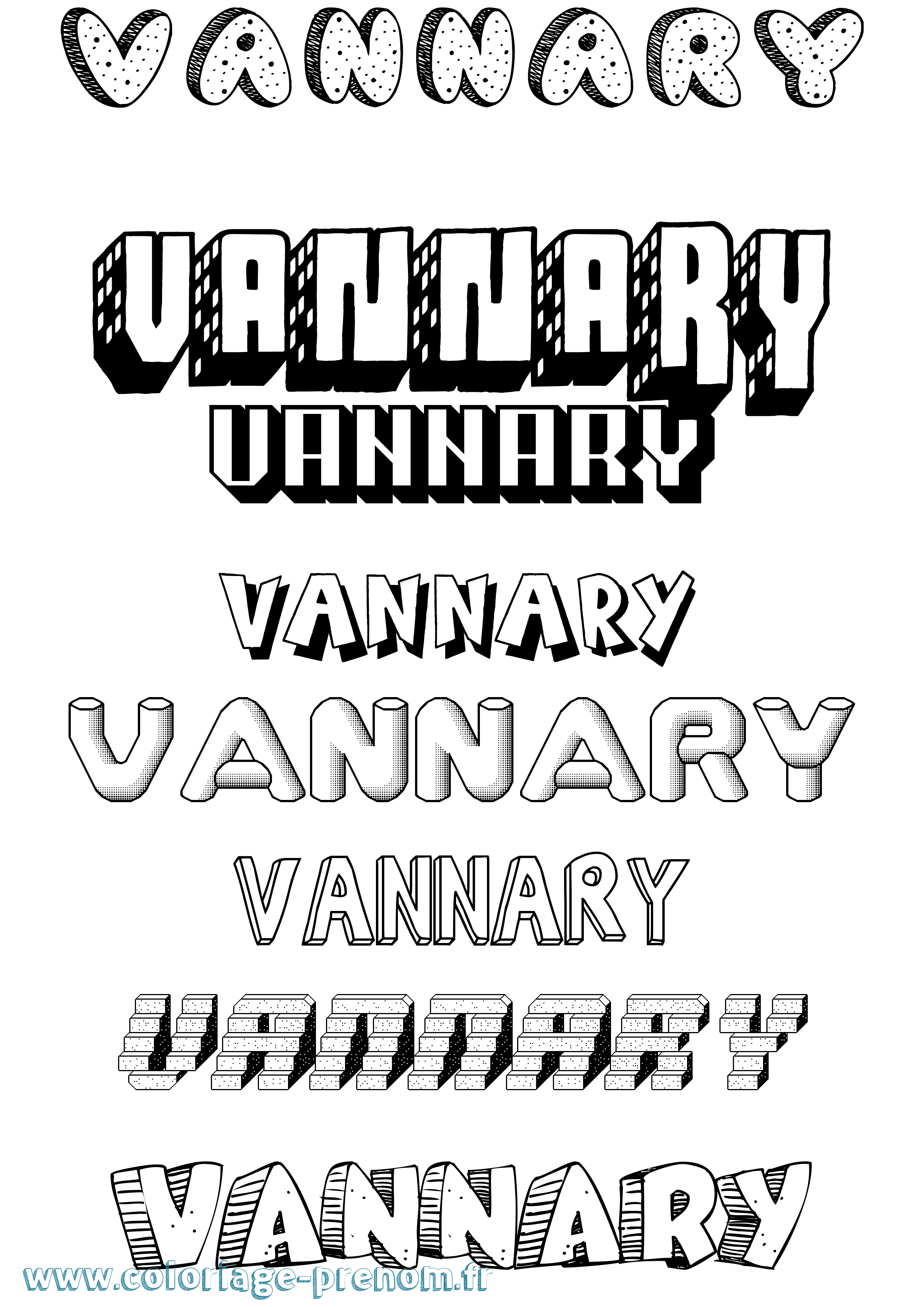 Coloriage Vannary Effet 3D Coloriage prénom Vannary Effet 3D