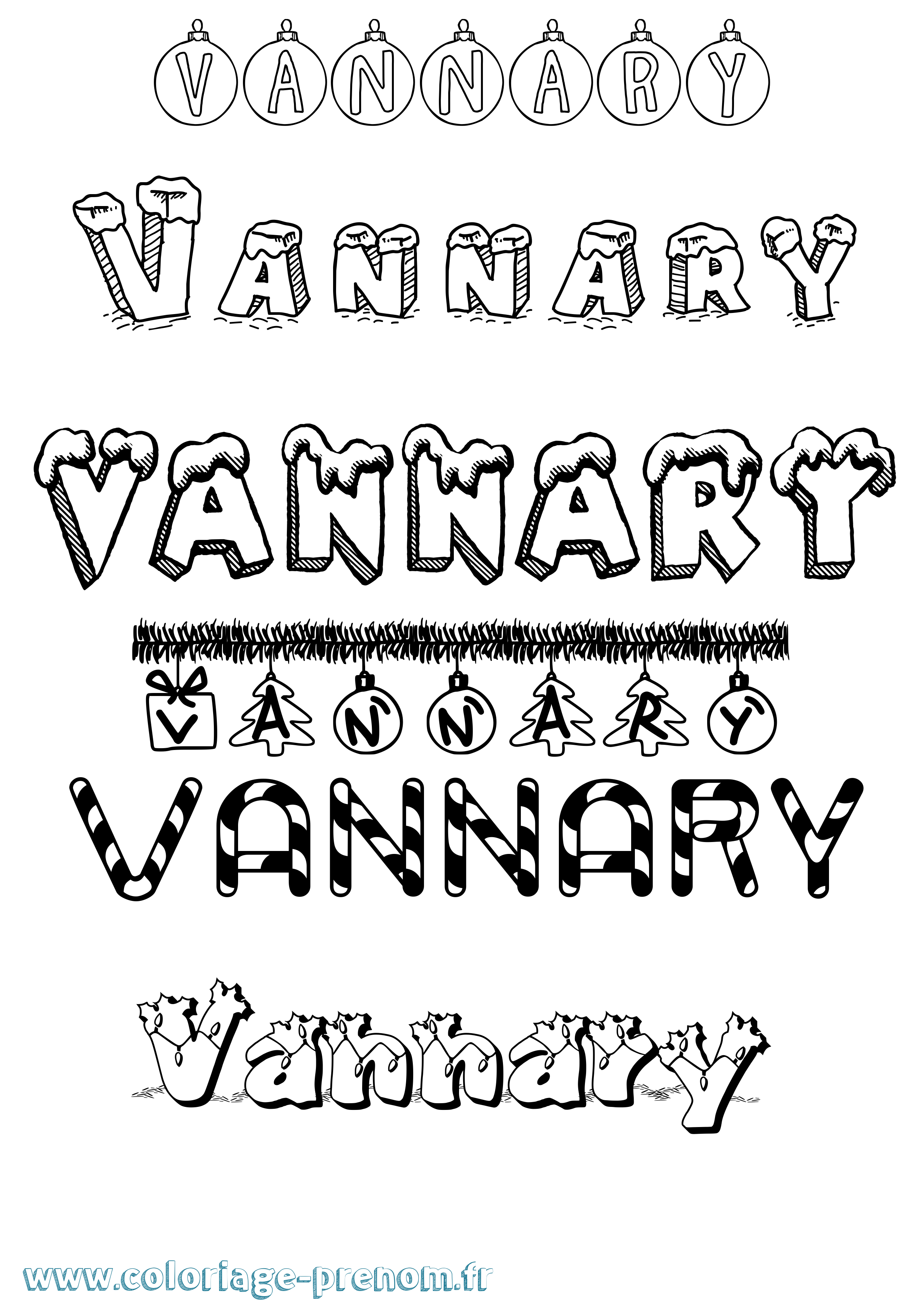 Coloriage Vannary Noël Coloriage prénom Vannary Noël