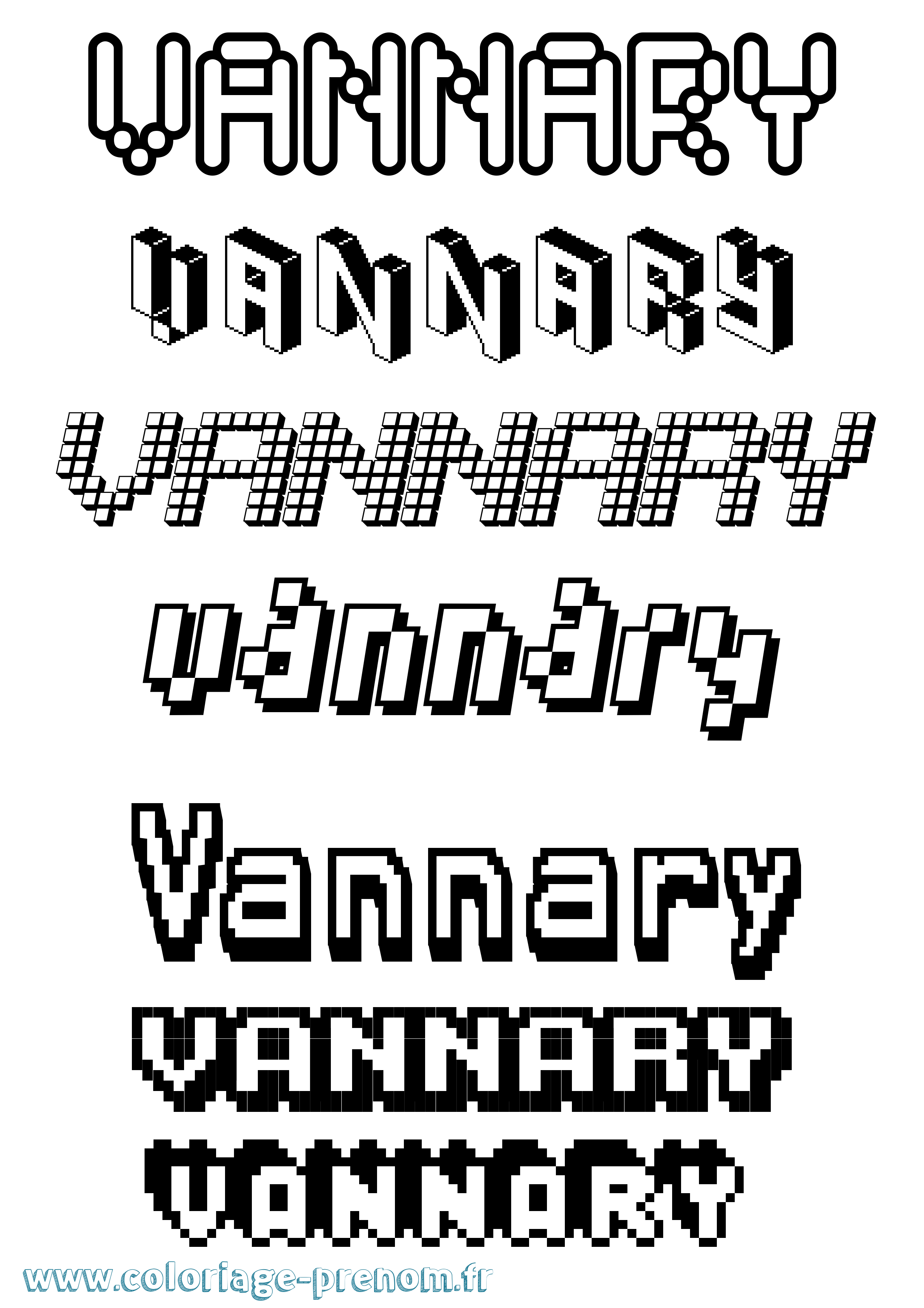 Coloriage Vannary Pixel Coloriage prénom Vannary Pixel