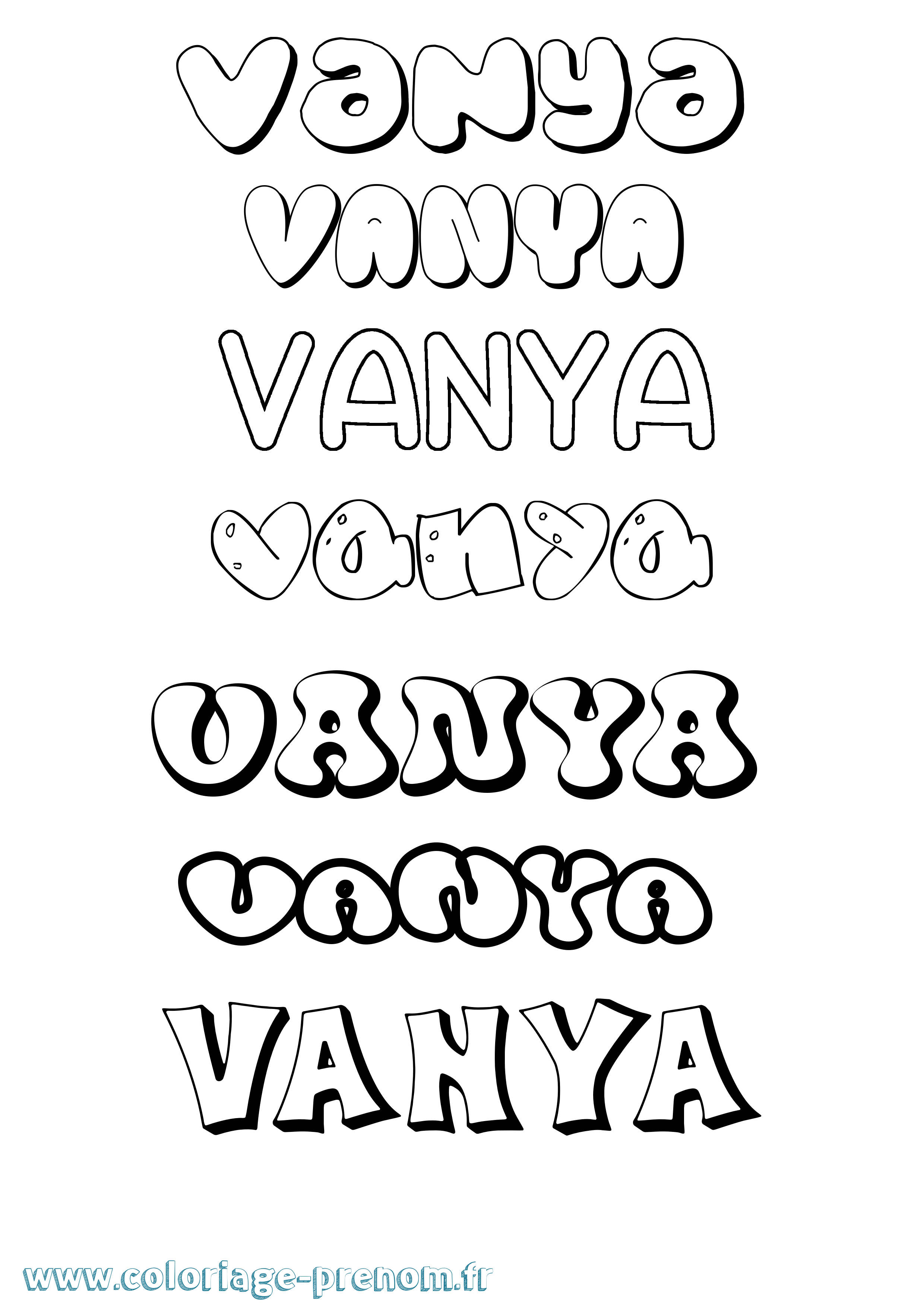 Coloriage prénom Vanya Bubble