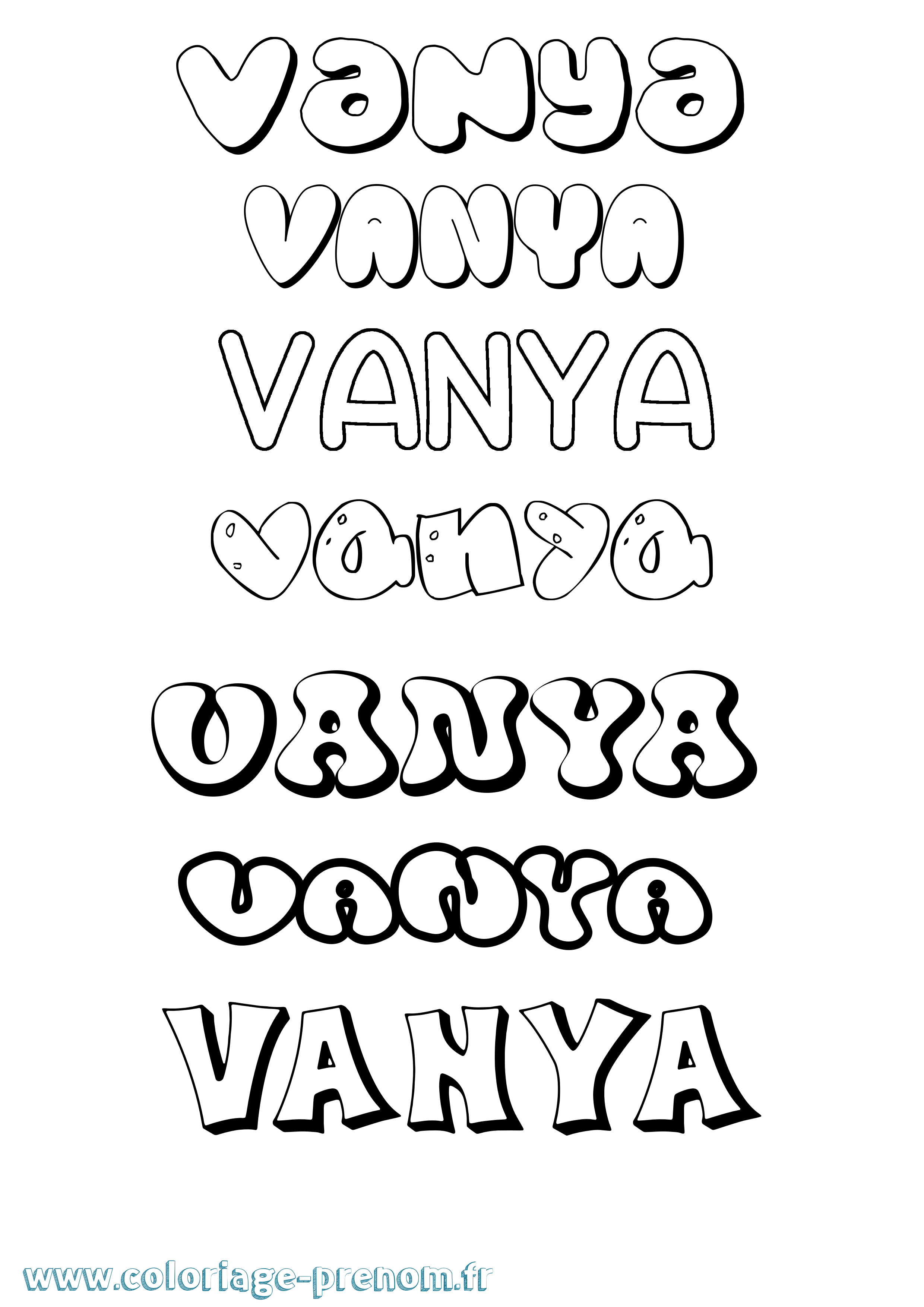 Coloriage Vanya Bubble Coloriage prénom Vanya Bubble
