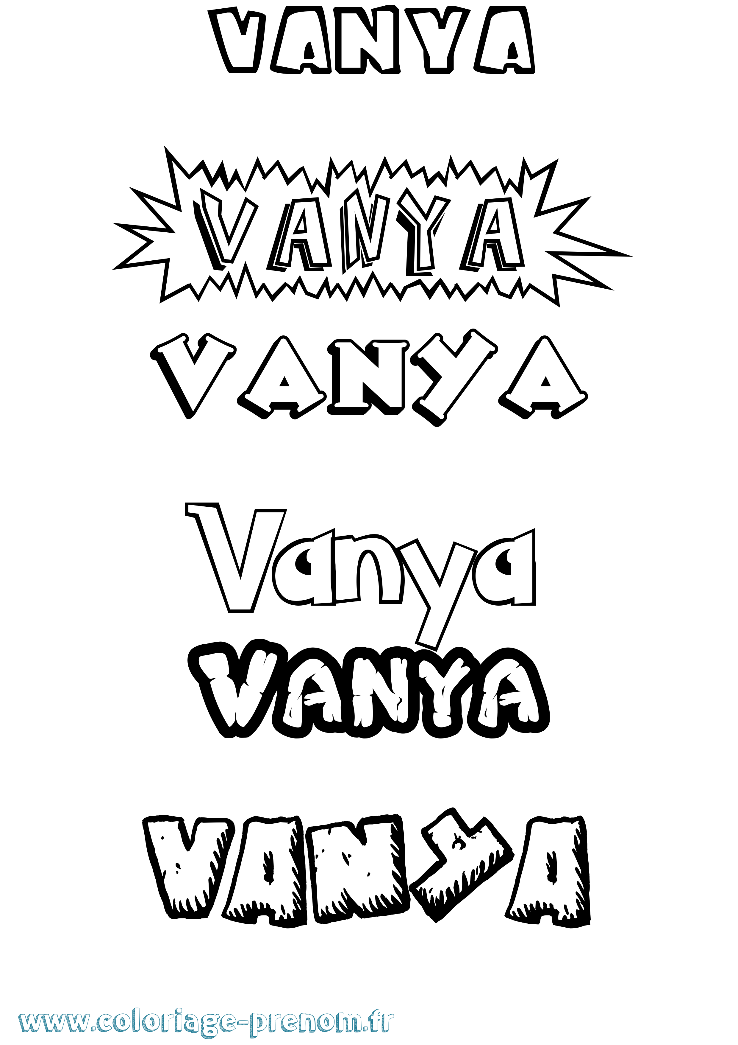 Coloriage Vanya Dessin Animé Coloriage prénom Vanya Dessin Animé