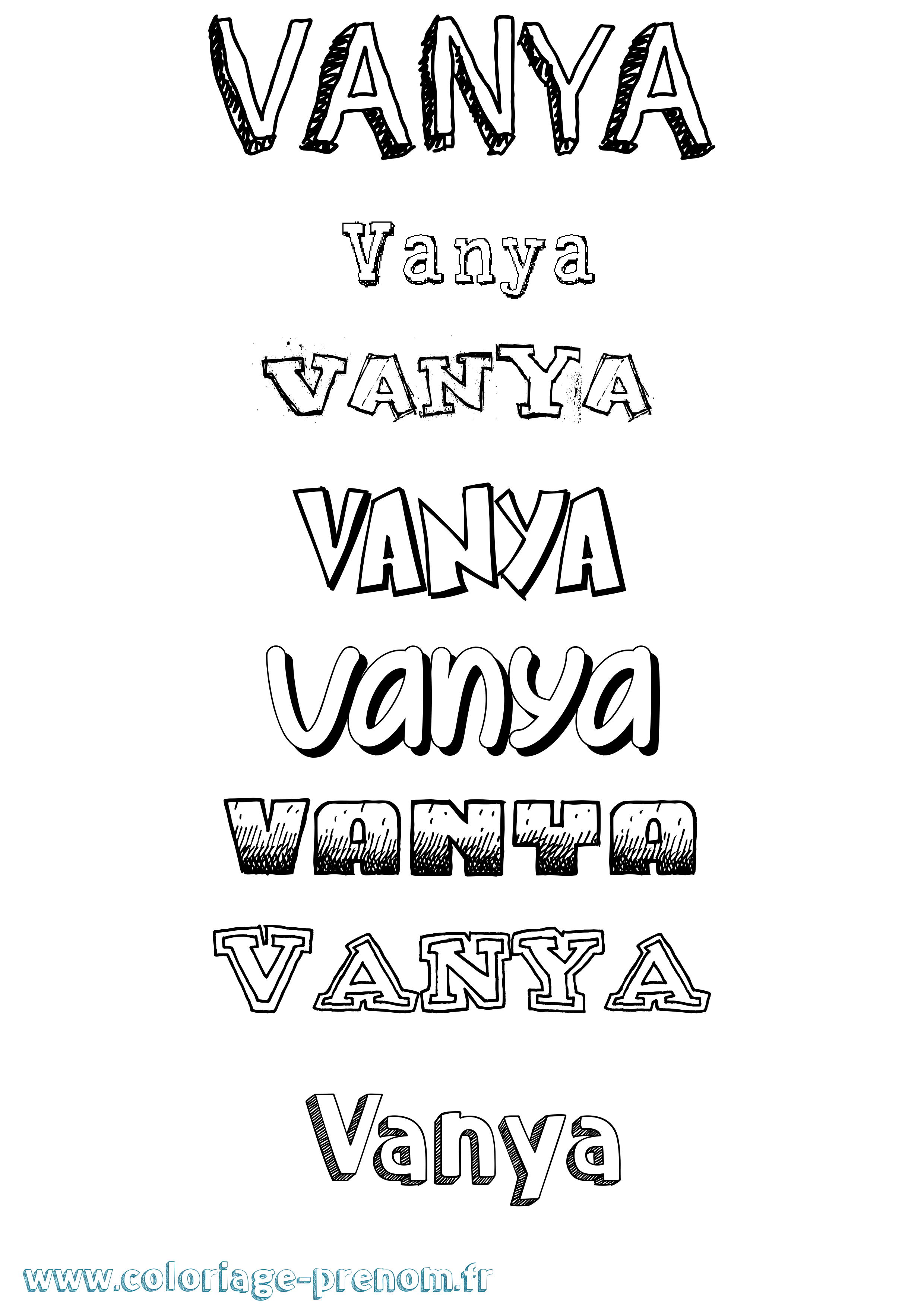 Coloriage Vanya Dessiné Coloriage prénom Vanya Dessiné