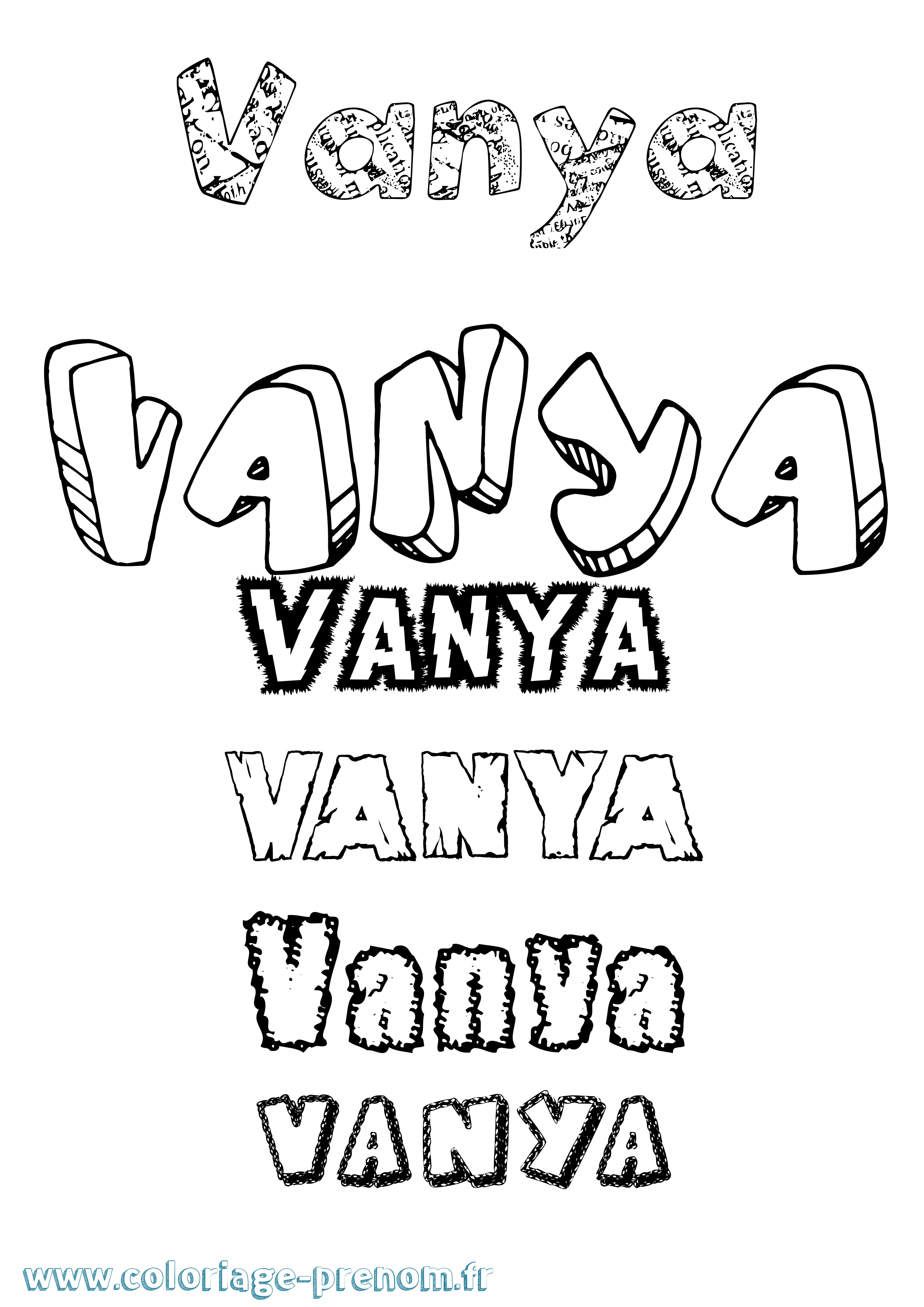 Coloriage Vanya Destructuré Coloriage prénom Vanya Destructuré