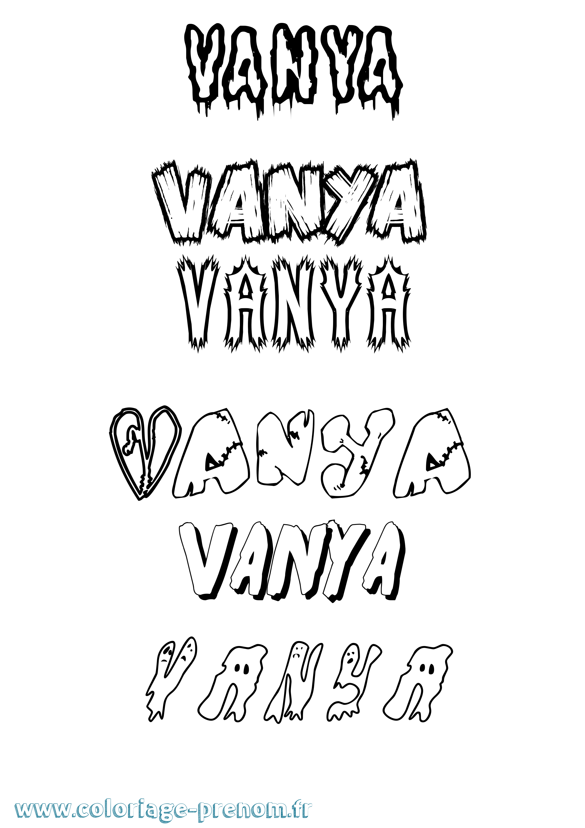 Coloriage Vanya Frisson Coloriage prénom Vanya Frisson
