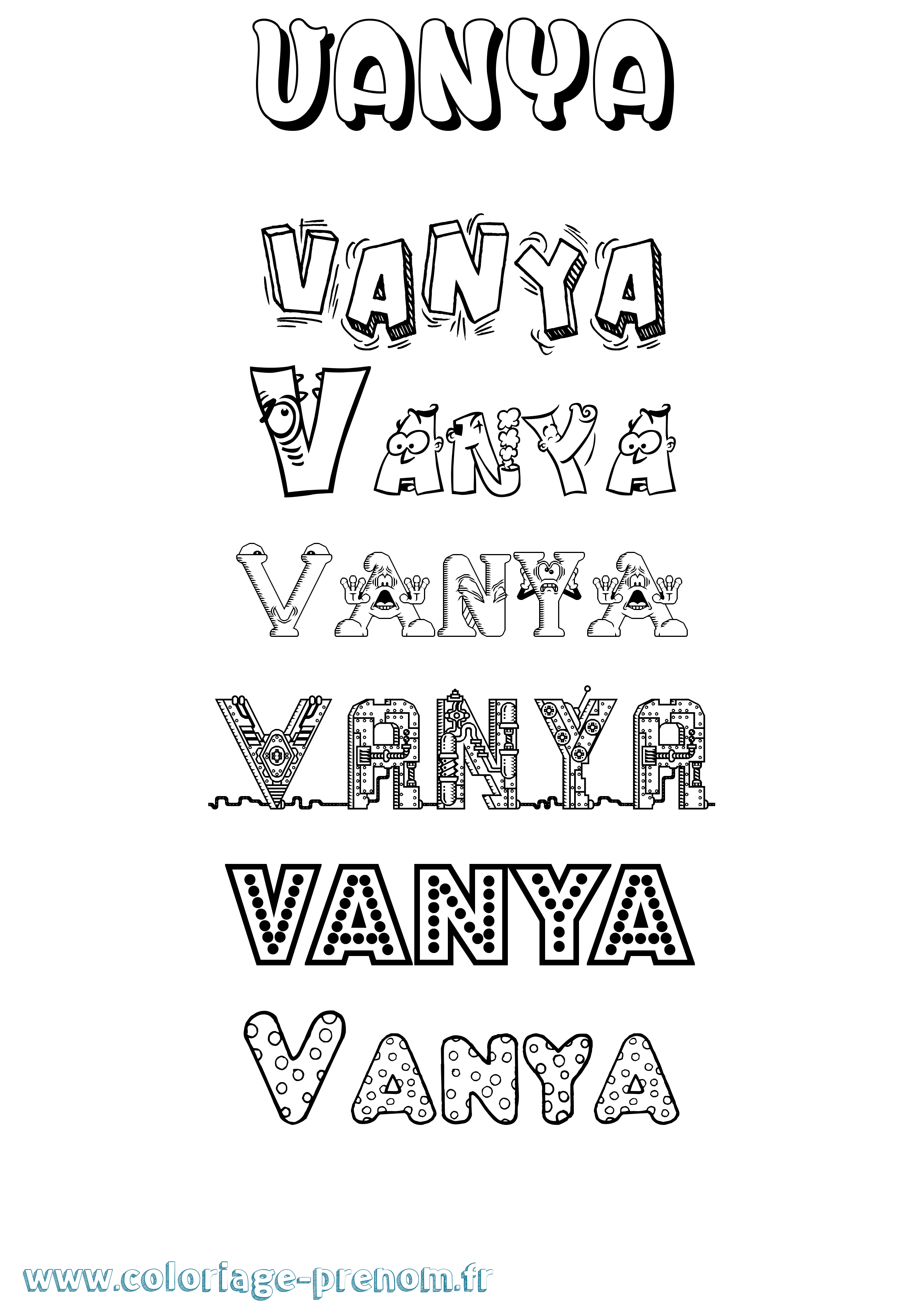 Coloriage prénom Vanya Fun
