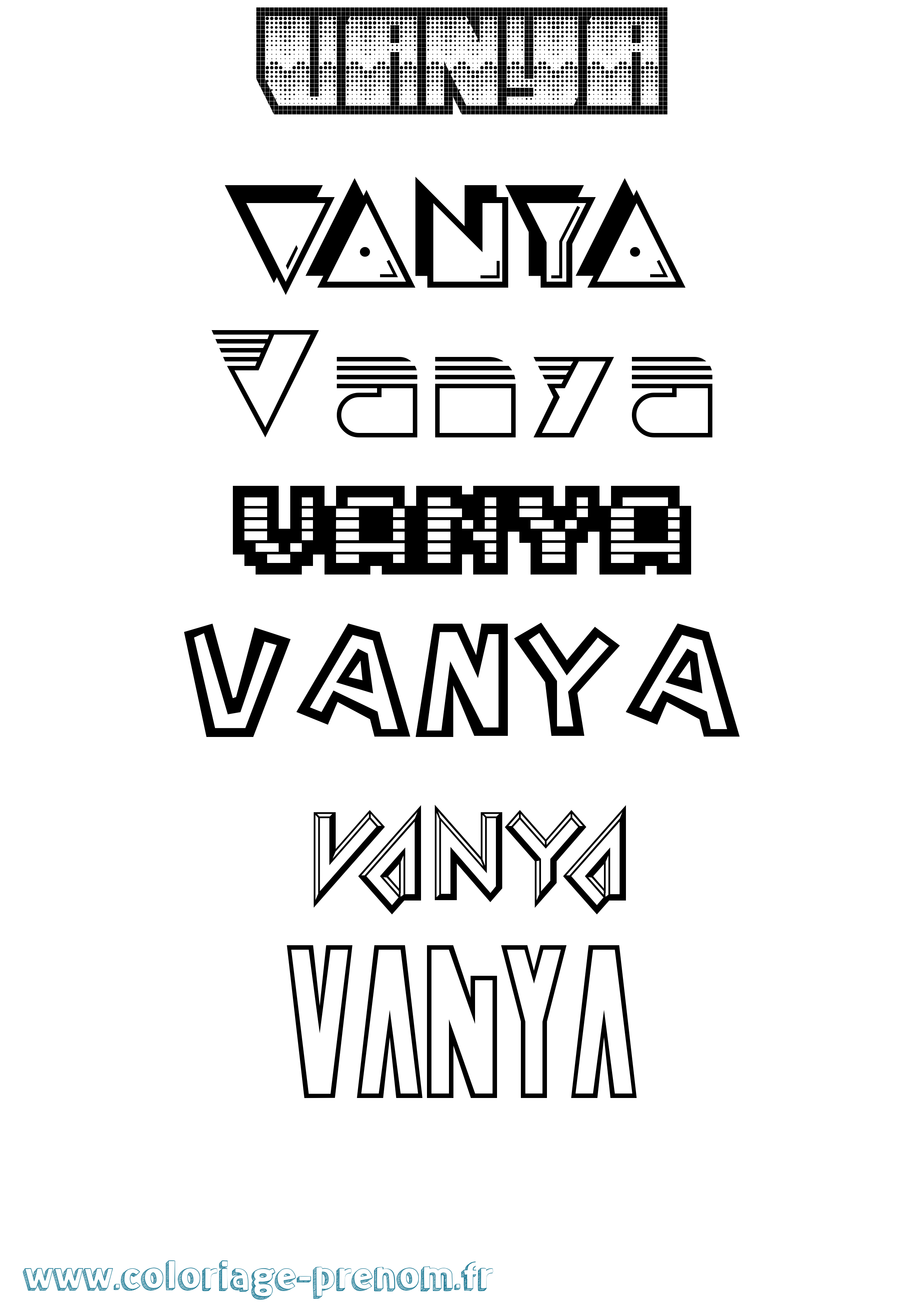 Coloriage Vanya Jeux Vidéos Coloriage prénom Vanya Jeux Vidéos