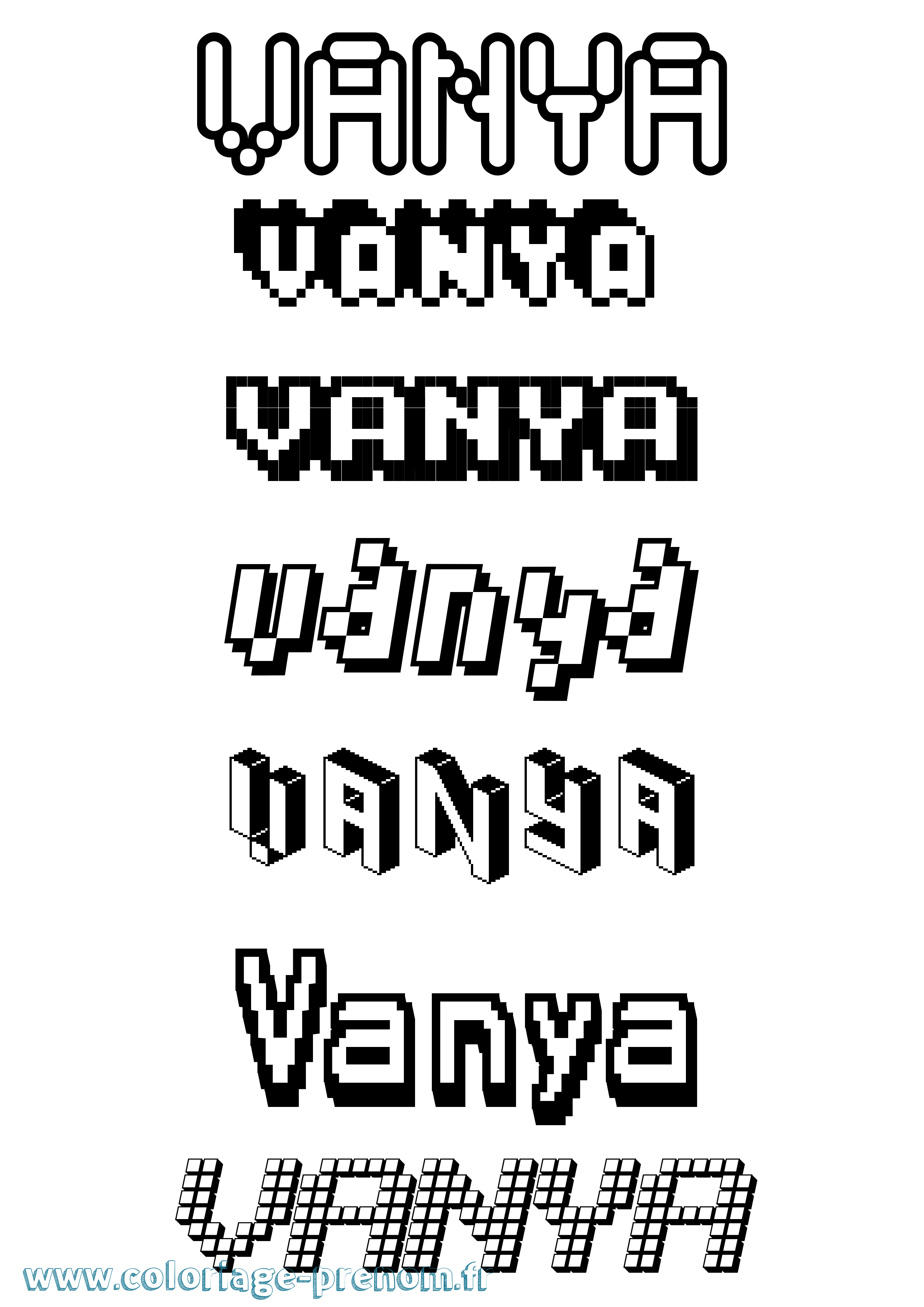 Coloriage prénom Vanya Pixel