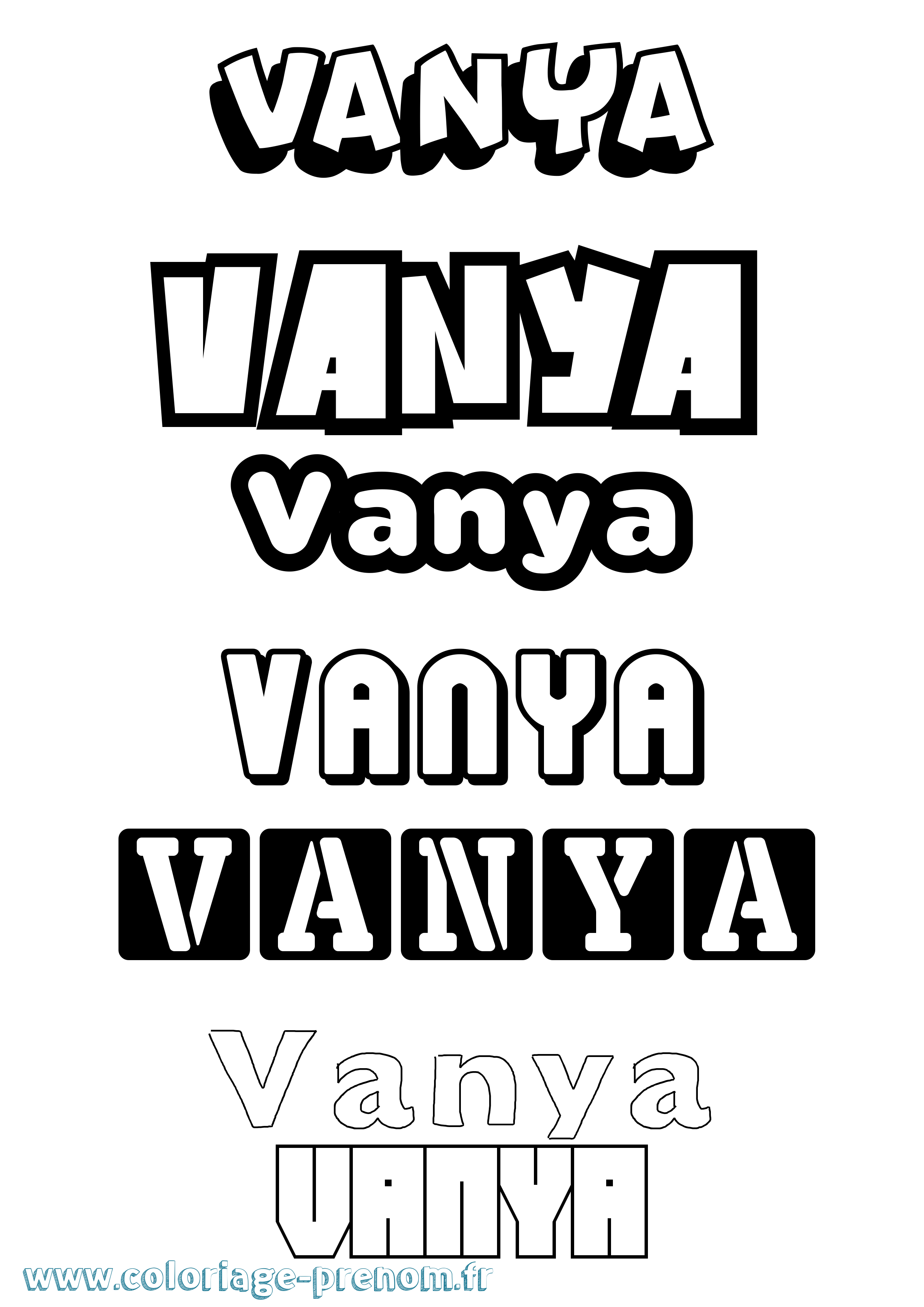 Coloriage prénom Vanya Simple