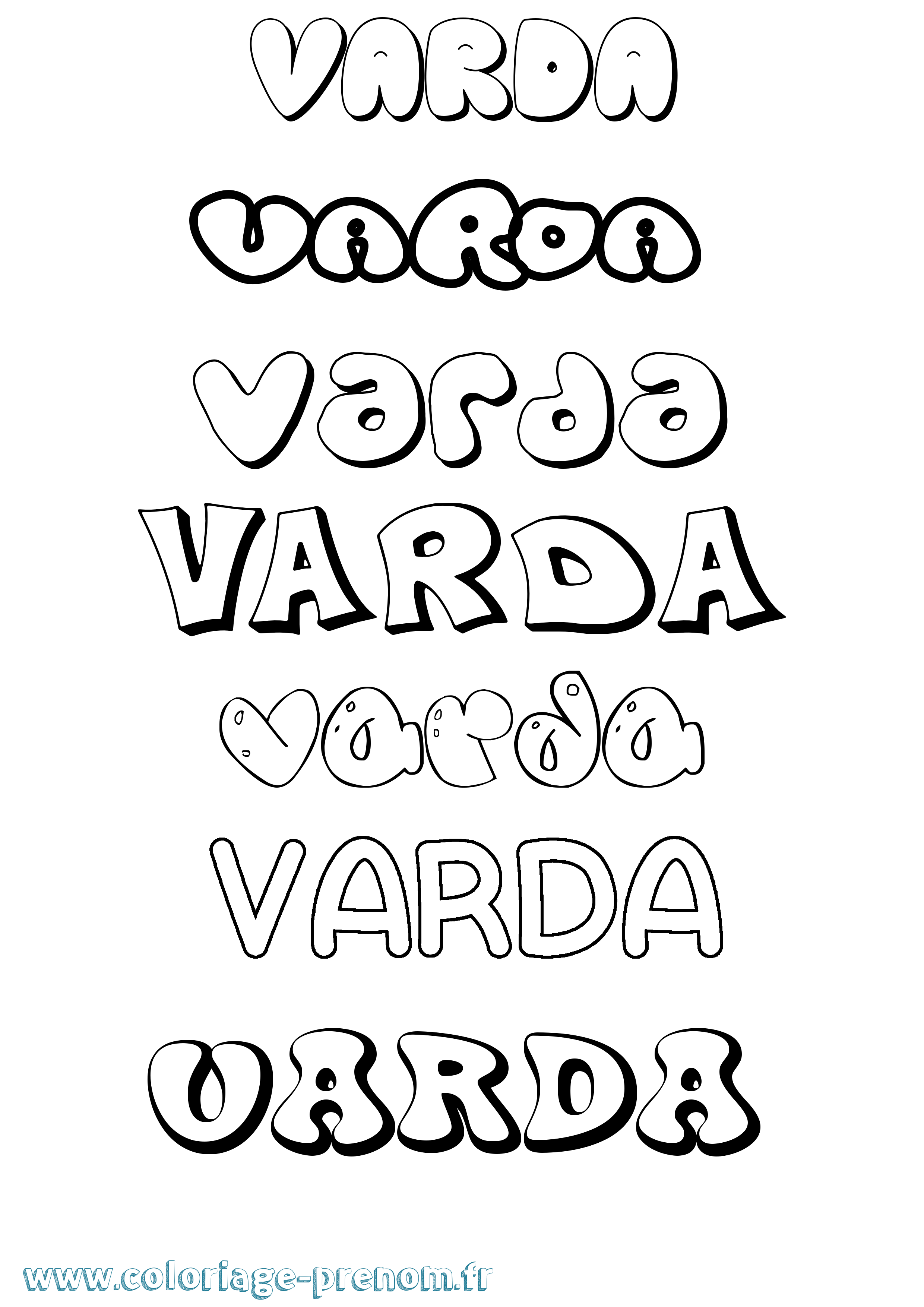 Coloriage Varda Bubble Coloriage prénom Varda Bubble