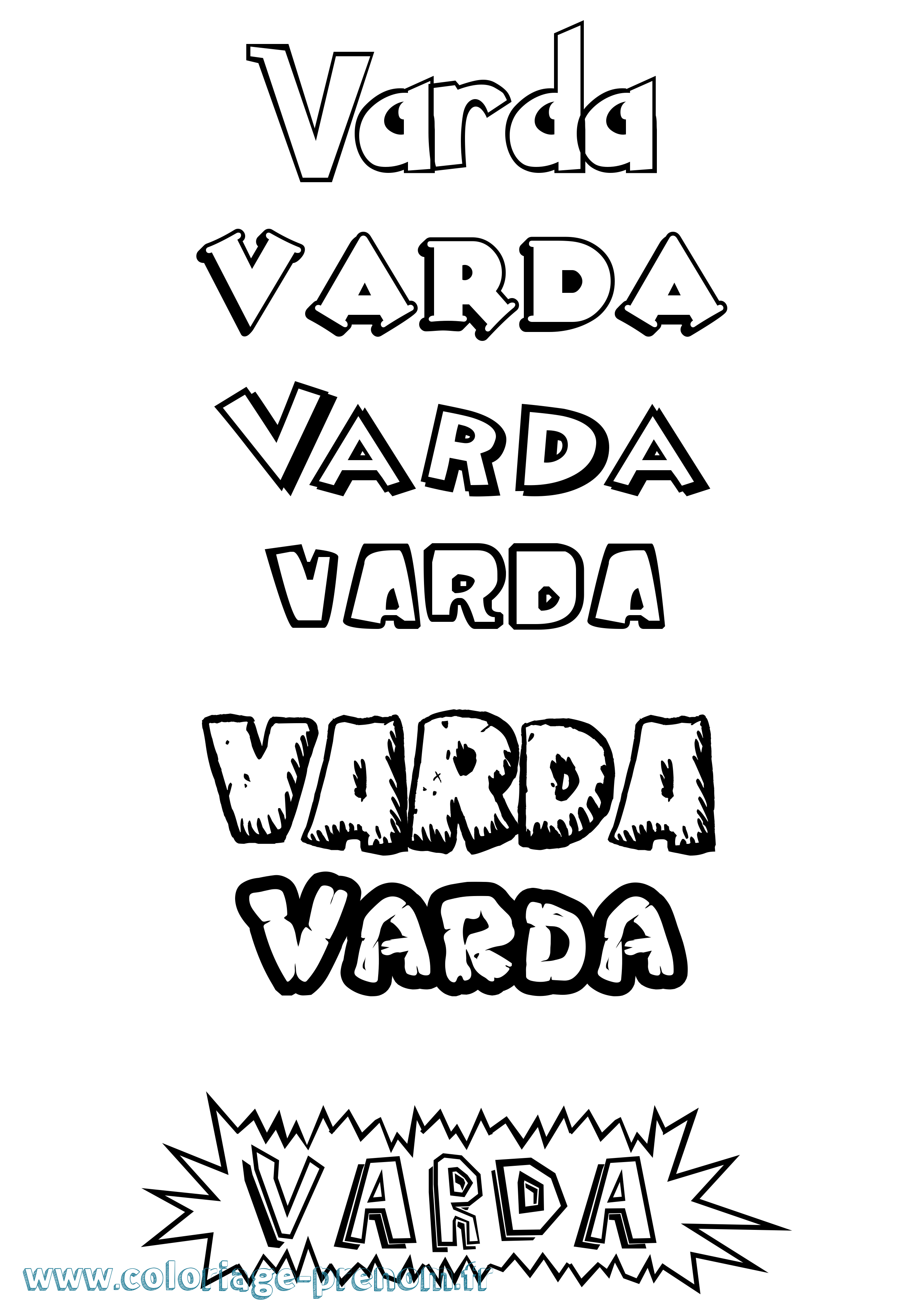 Coloriage prénom Varda Dessin Animé