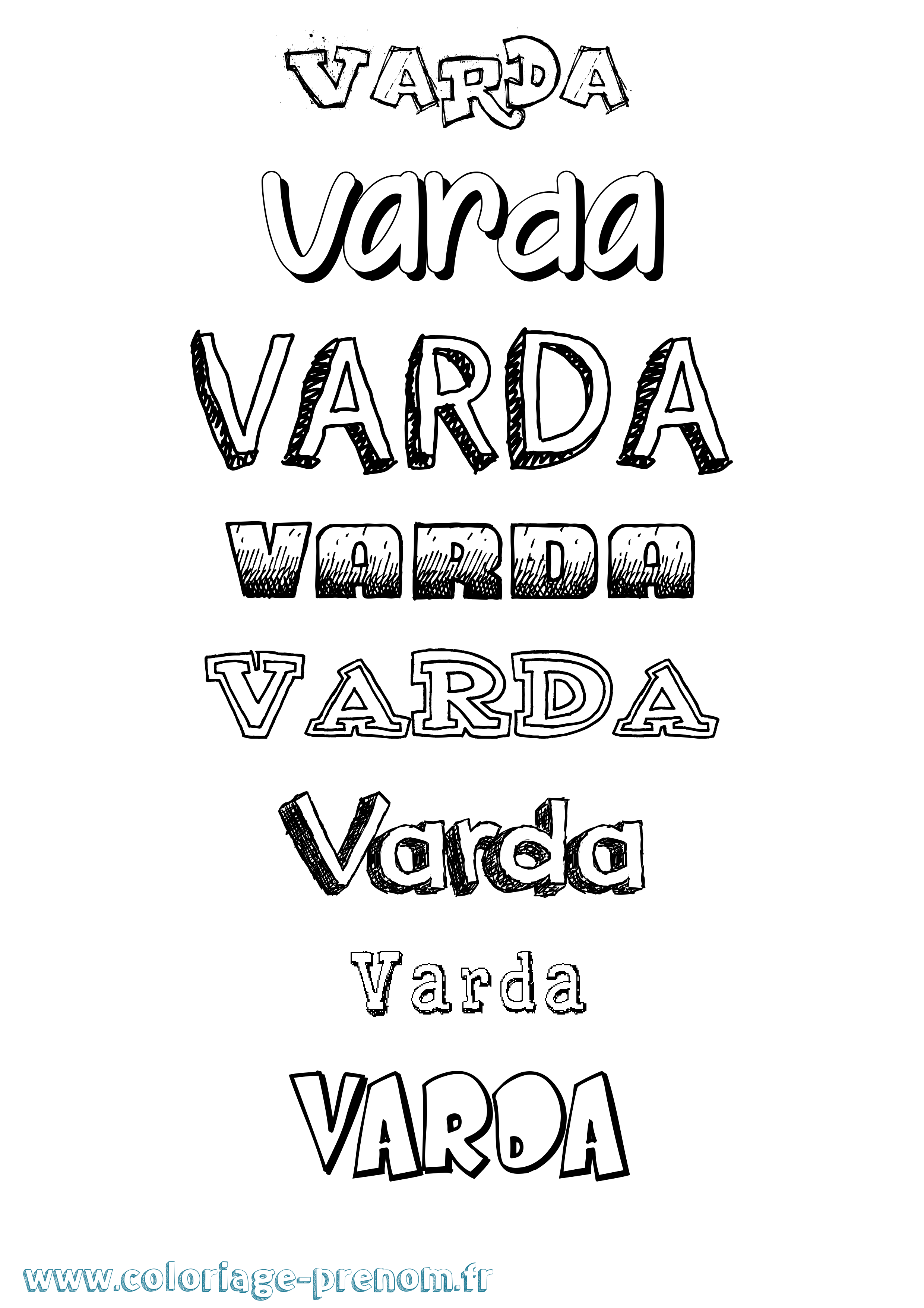 Coloriage Varda Dessiné Coloriage prénom Varda Dessiné