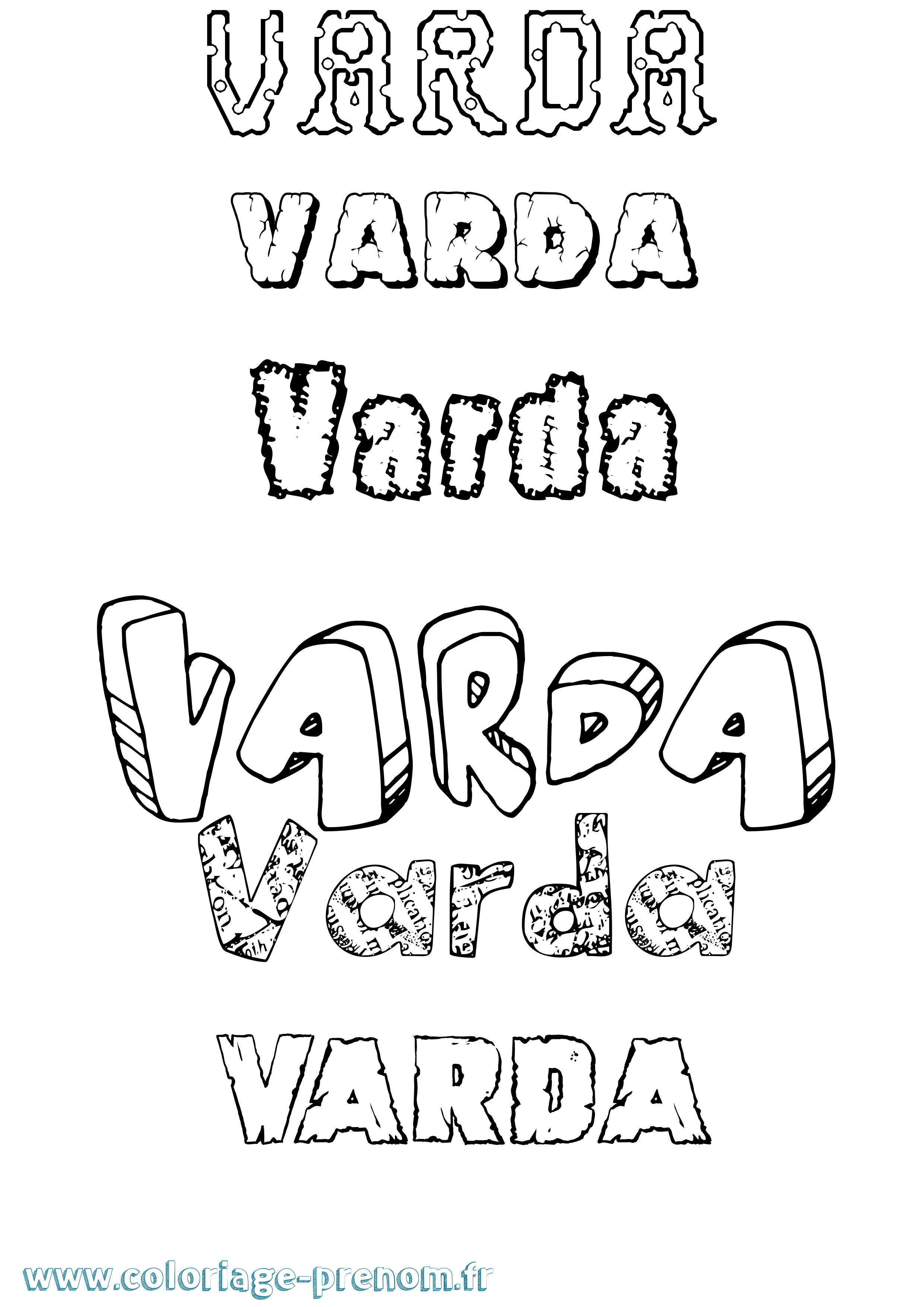 Coloriage prénom Varda Destructuré