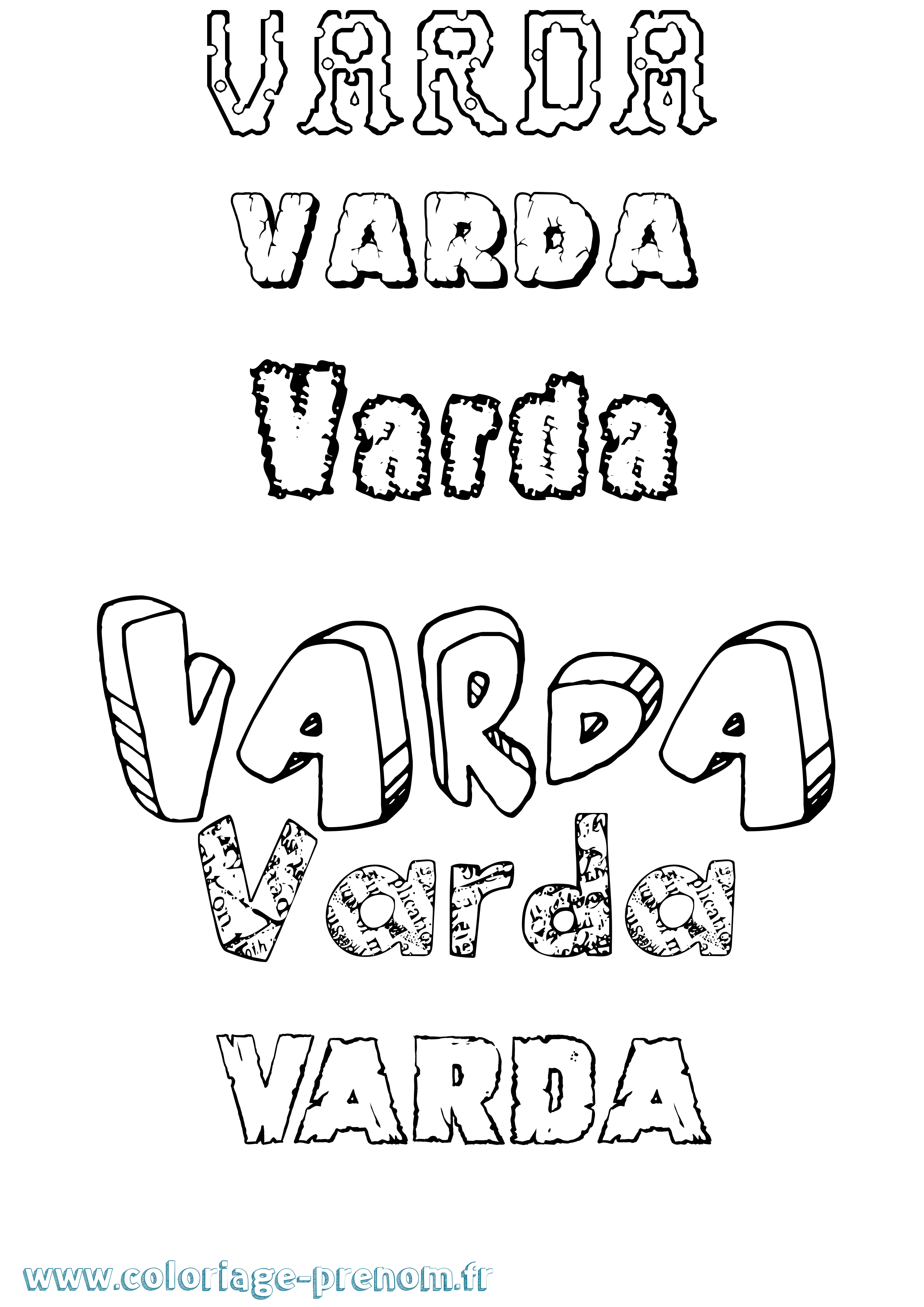 Coloriage Varda Destructuré Coloriage prénom Varda Destructuré