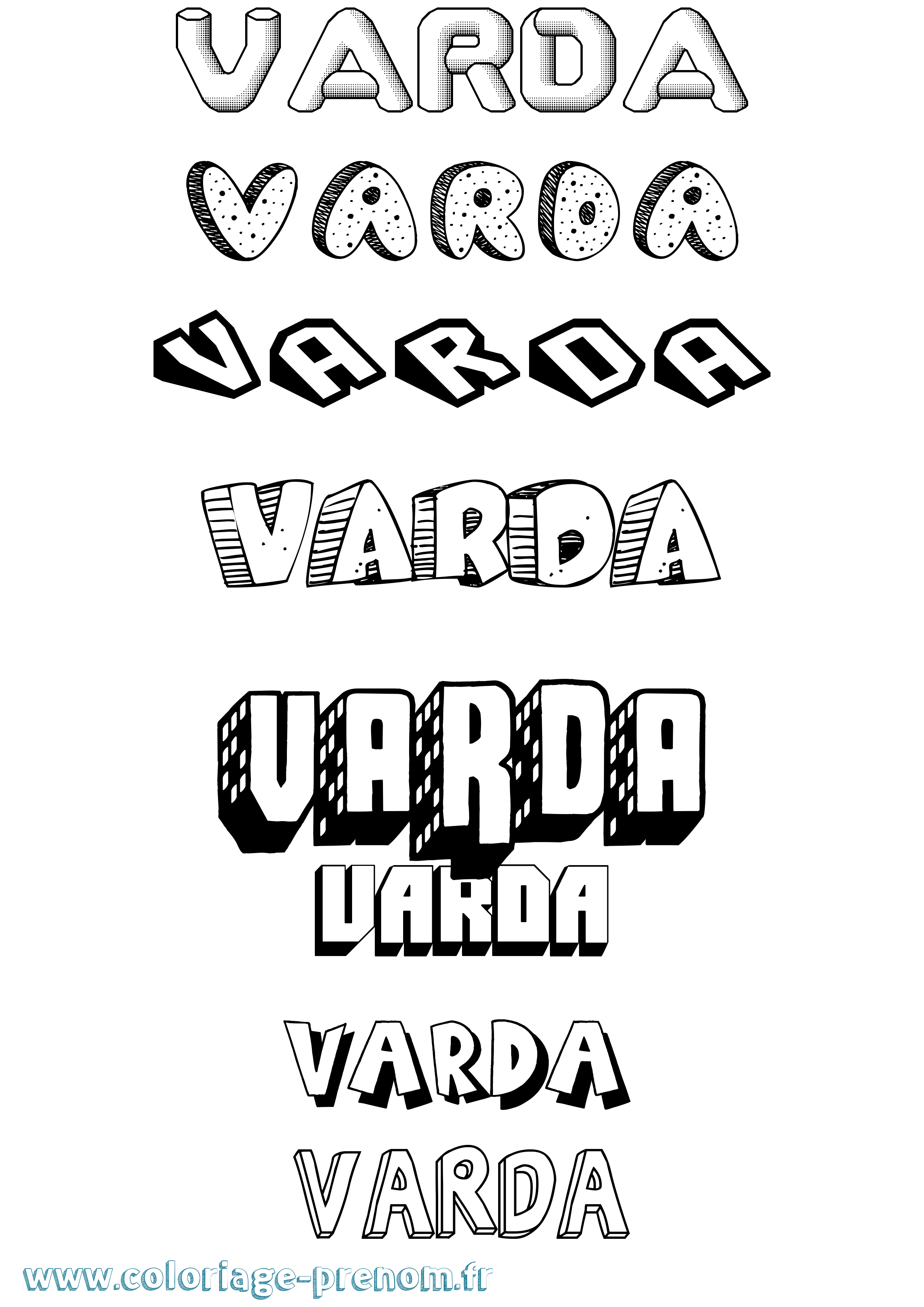 Coloriage Varda Effet 3D Coloriage prénom Varda Effet 3D