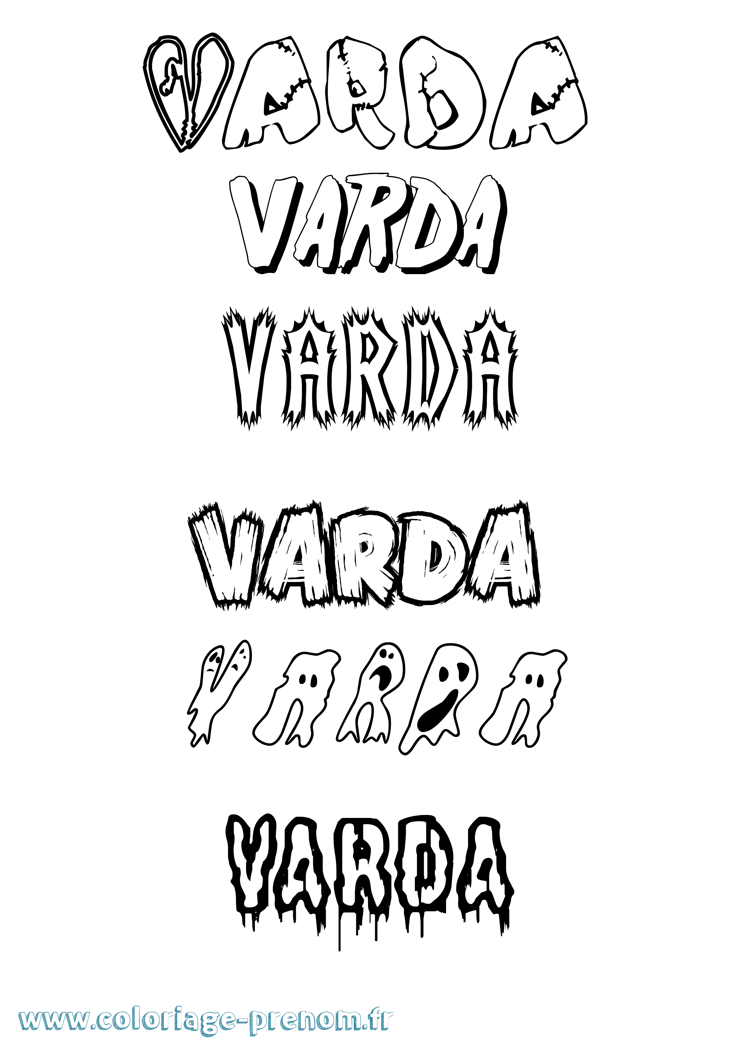 Coloriage prénom Varda Frisson