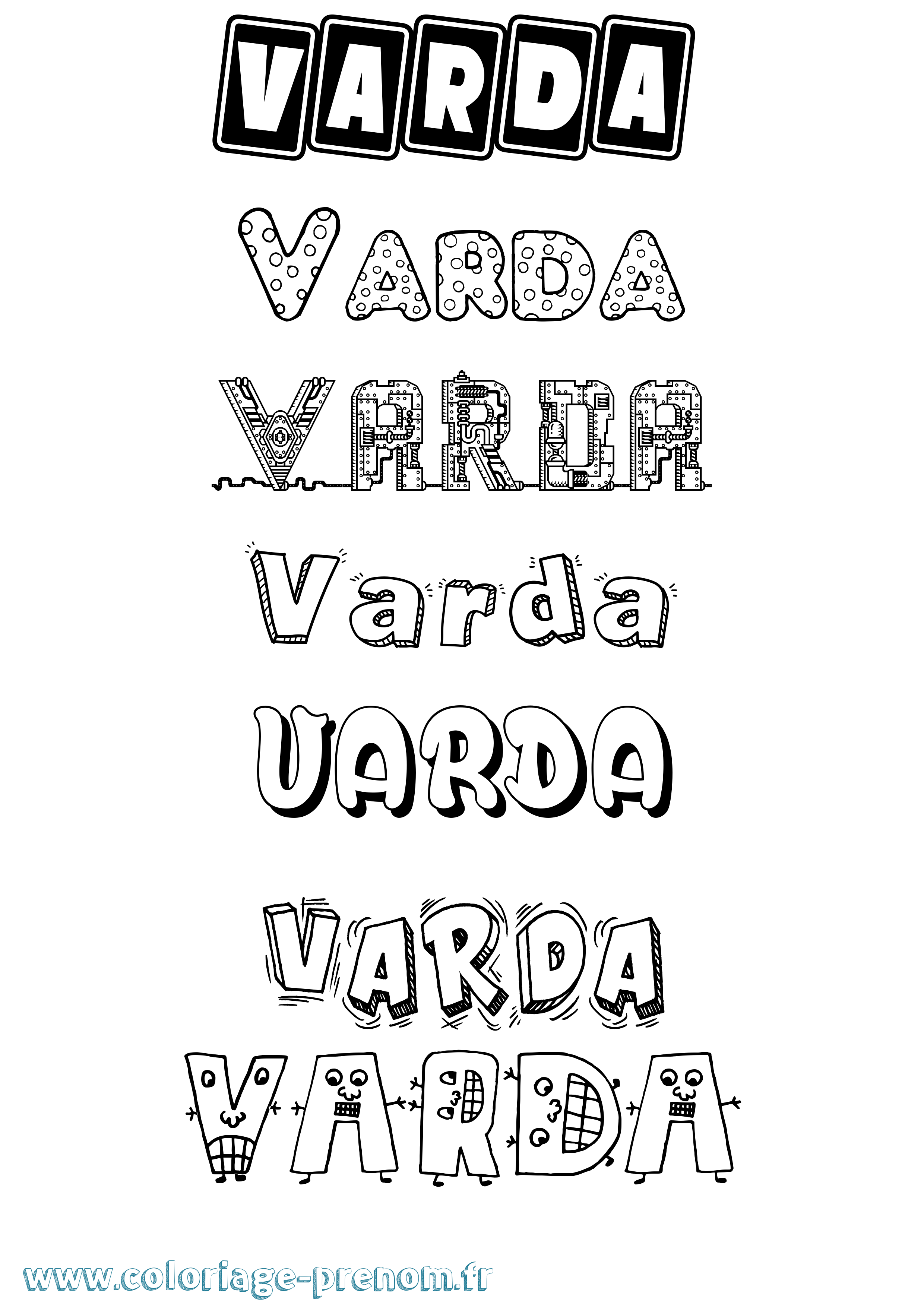 Coloriage Varda Fun Coloriage prénom Varda Fun