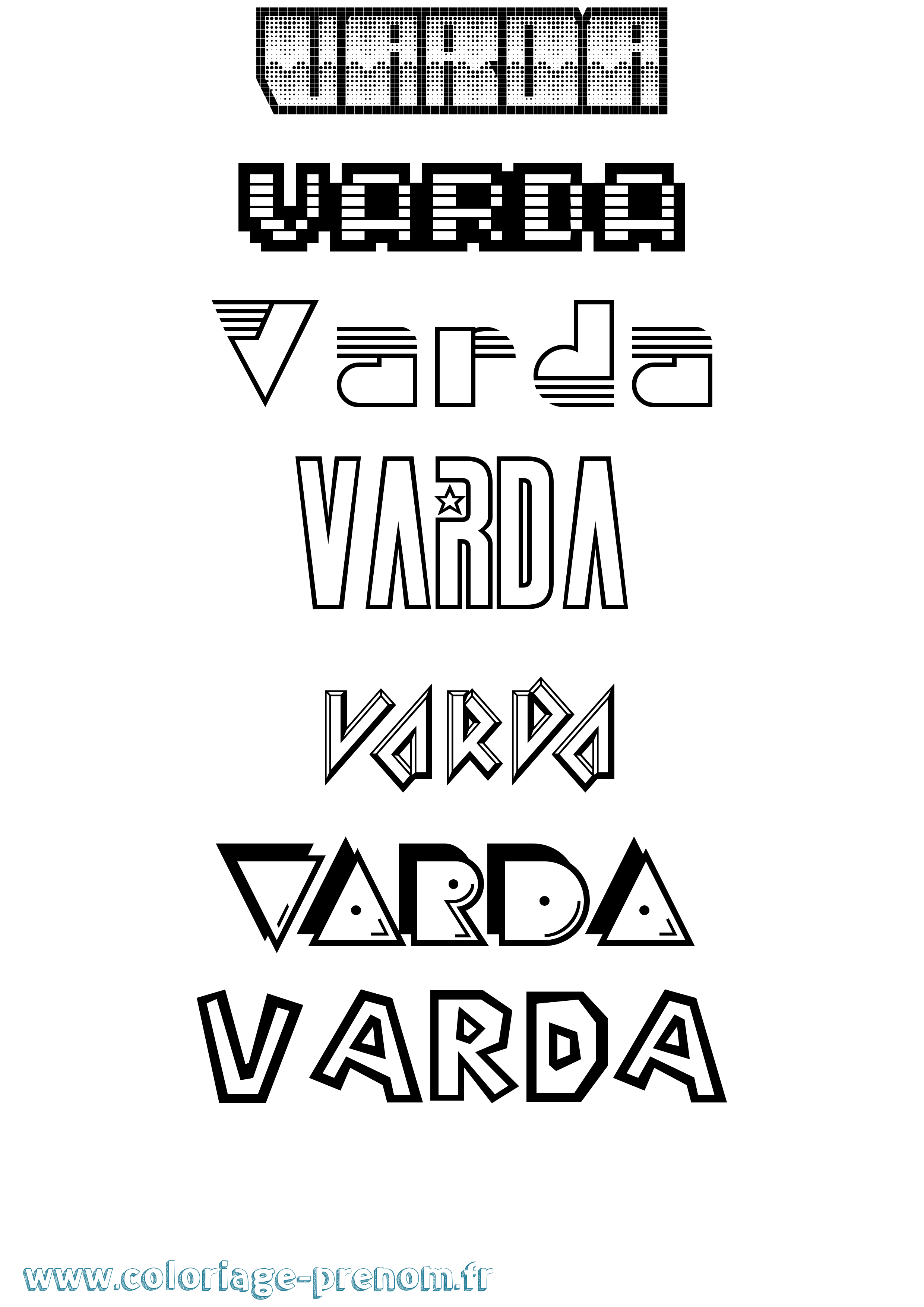 Coloriage Varda Jeux Vidéos Coloriage prénom Varda Jeux Vidéos