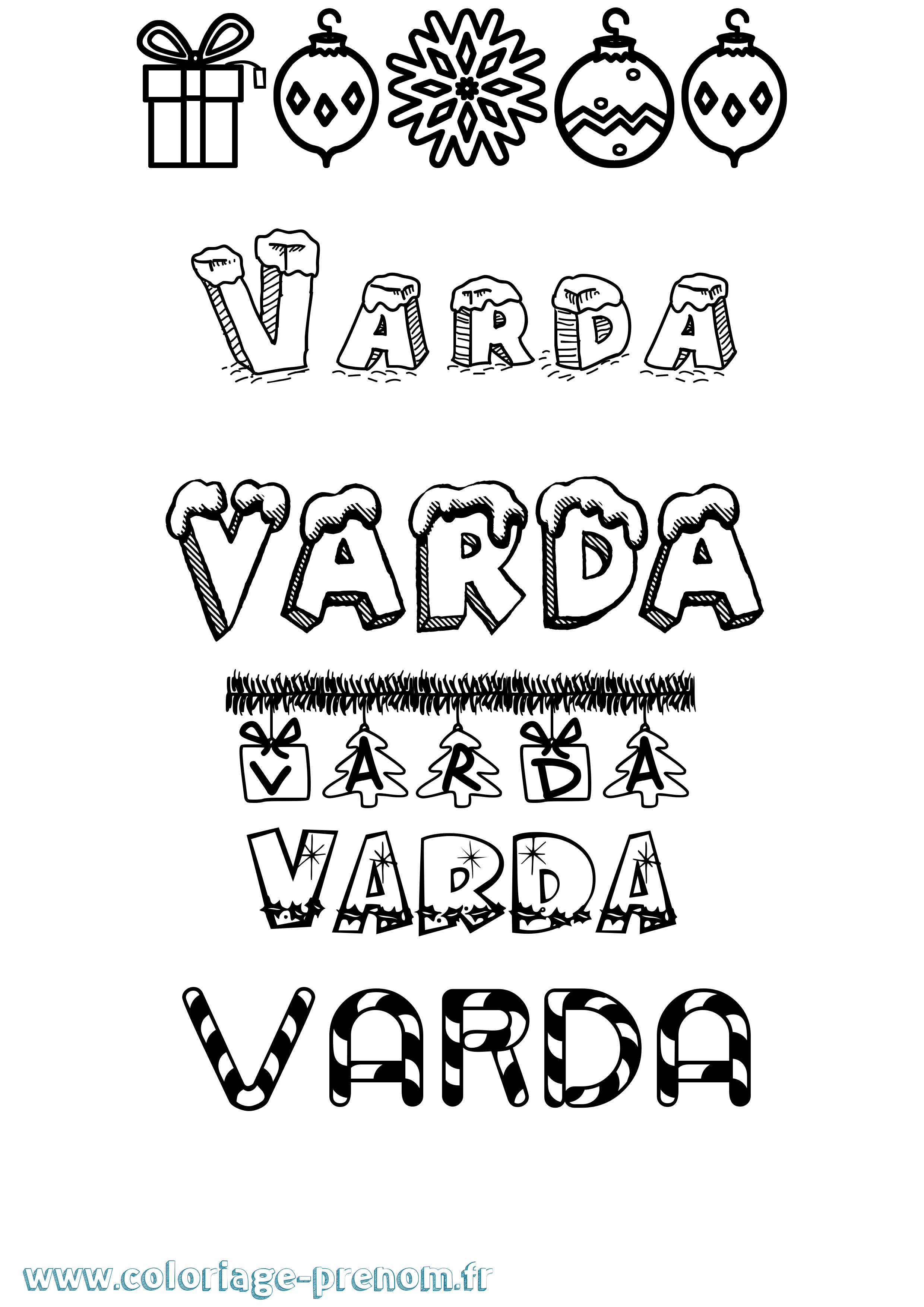 Coloriage Varda Noël Coloriage prénom Varda Noël